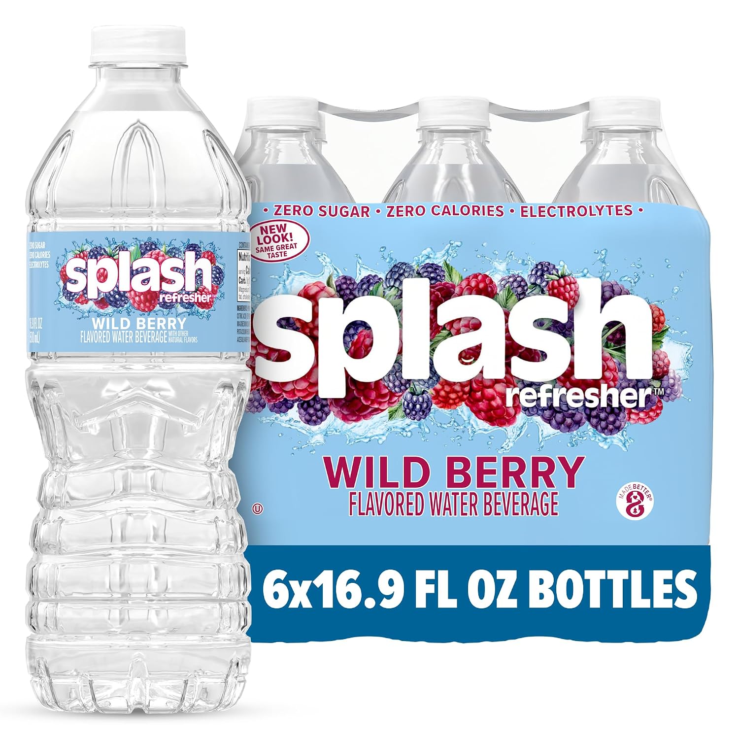 SPLASH REFRESHER Flavored Water Bottles, Mandarin Orange - 6 Pack | Refreshing Flavored Bottled Water with Electrolytes - Zero Sugar & Zero Calories - 16.9 Fl Oz