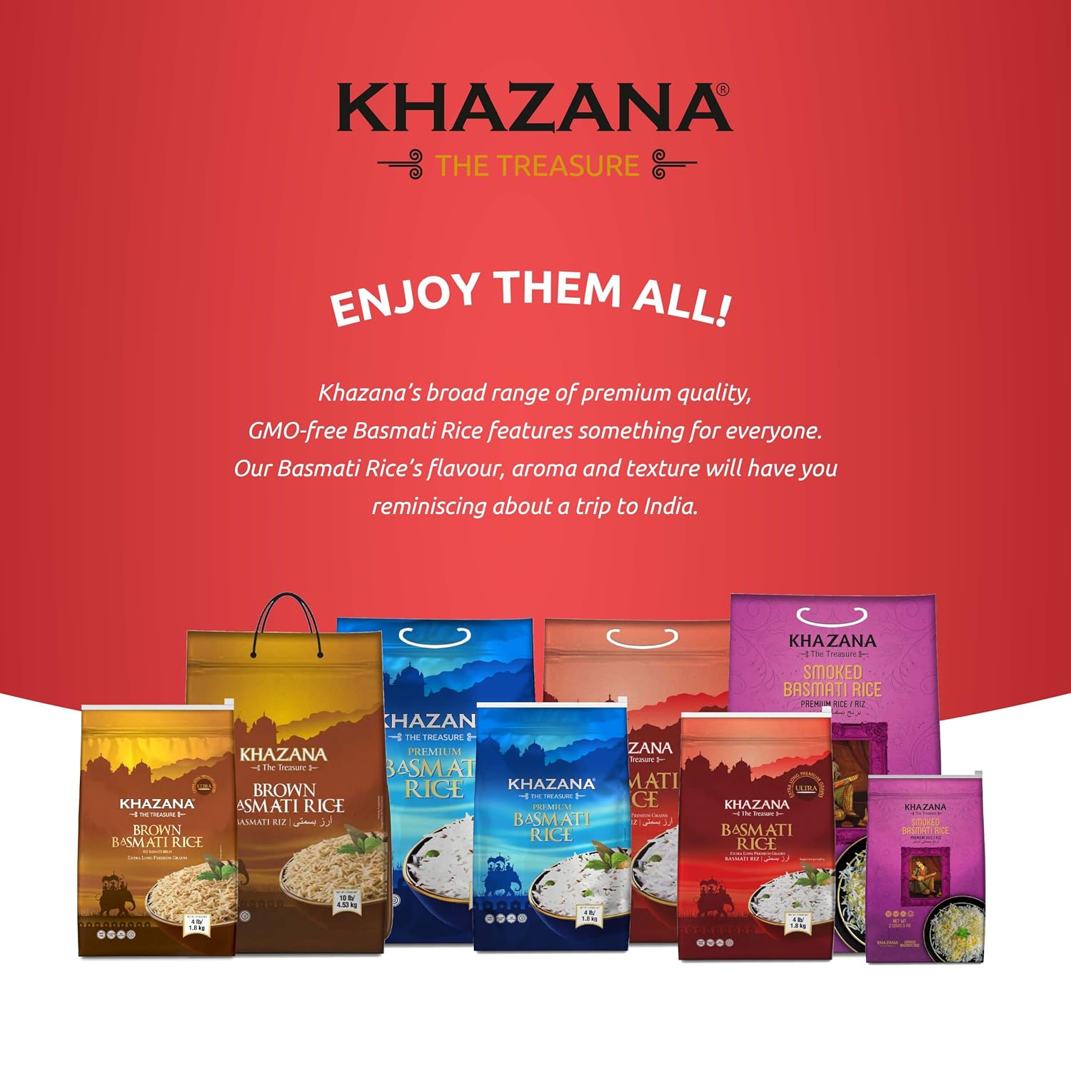Authentic Extra Long Basmati Rice by Khazana in 10 lb Bag - Aromatic and Flavorful Indian Grain - Non-GMO, Gluten Free, Kosher, Cholesterol Free
