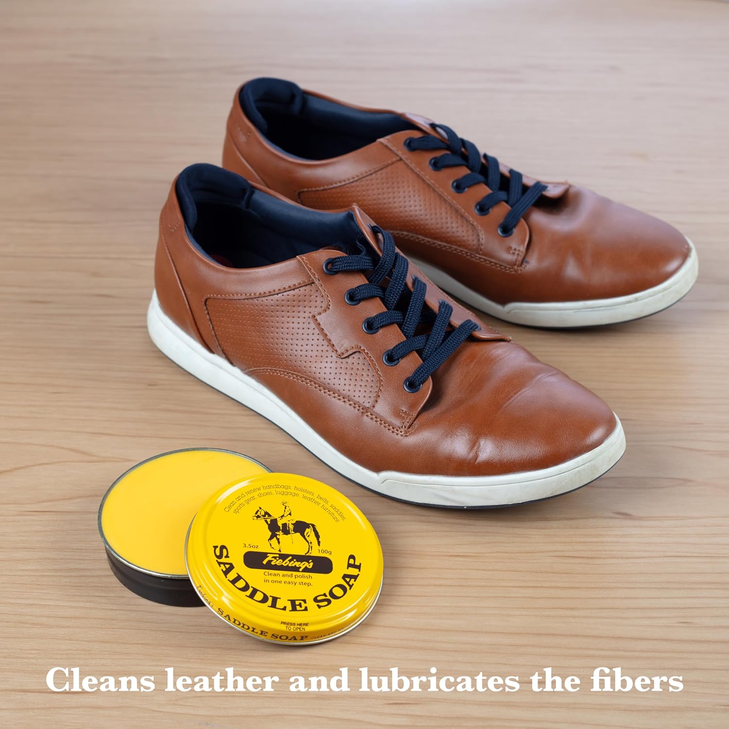 Fiebing's Yellow Saddle Soap for Leather (3.5 oz Tin) - Leather Cleaner & Conditioner to Soften