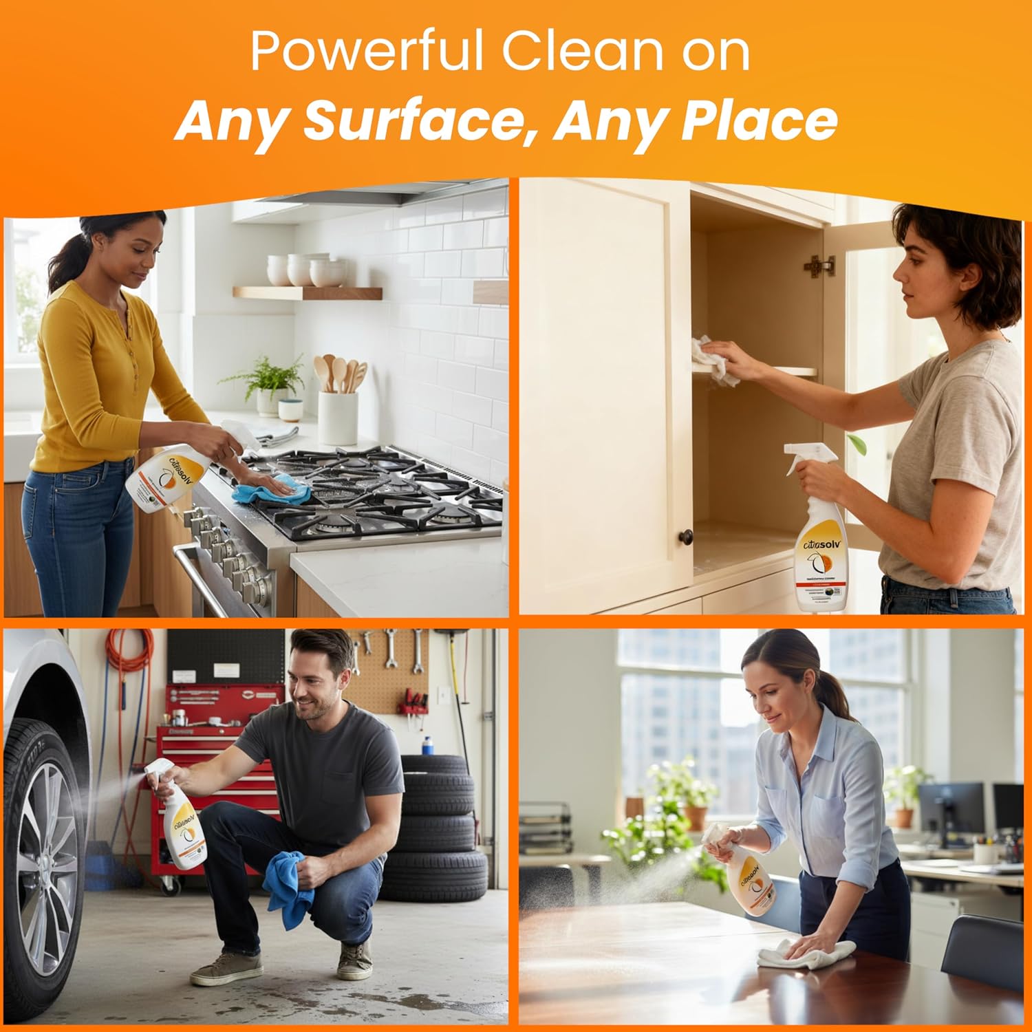 Citra Solv Concentrated Cleaner & Degreaser, Deodorizer, Home & Outdoor, Adhesive Remover, Paint Thinner, Natural Orange Oil, Valencia Orange 8 Fl Oz