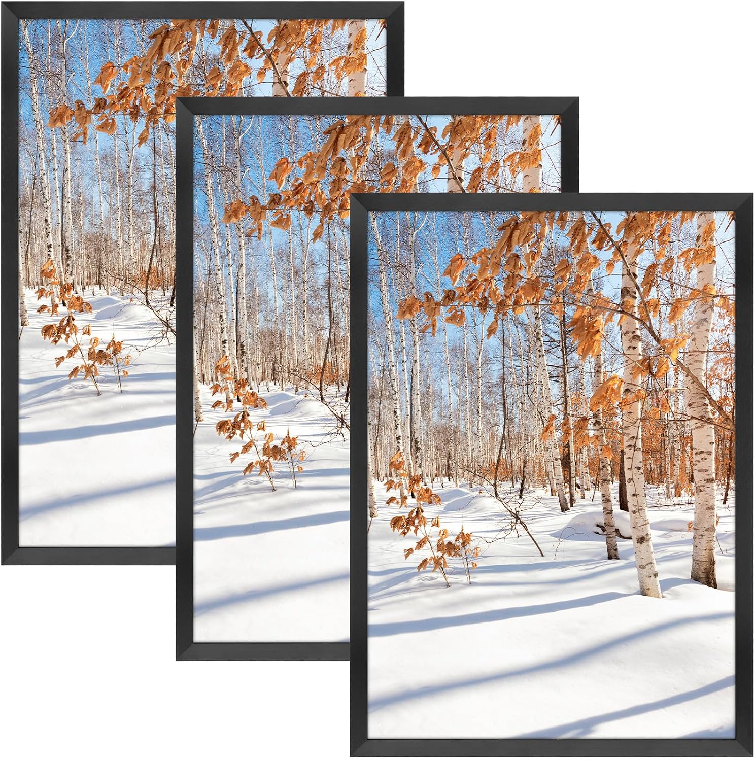Golden State Art 3 Pack 12x12 Black Aluminum Frames, Real Glass Fronts