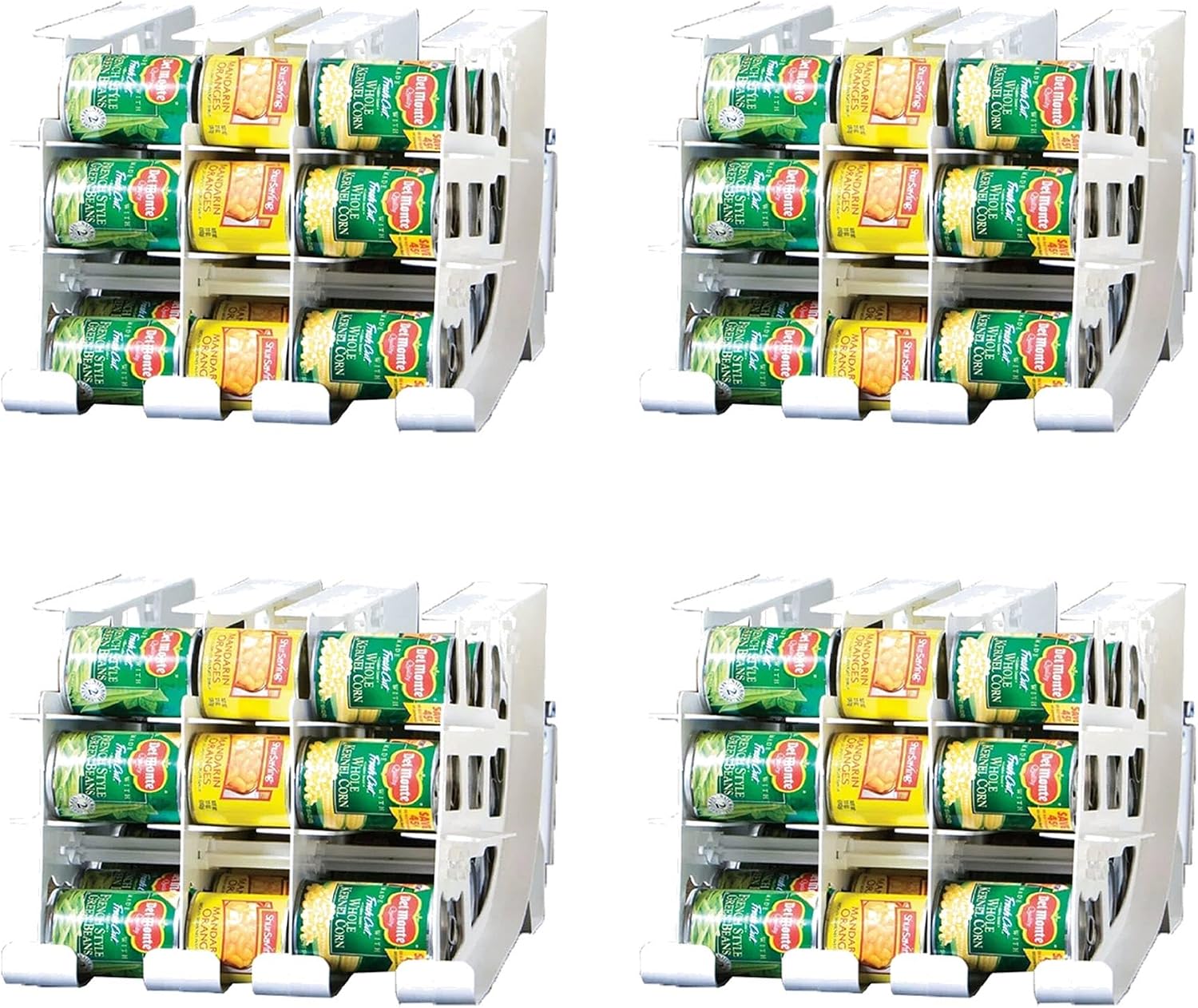 FIFO Countertop Mini Can Tracker Holds 30 Standard 10-24 Oz Can Sizes, White| Stackable & Adjustable Can Organizer for Pantry, USA Made, White