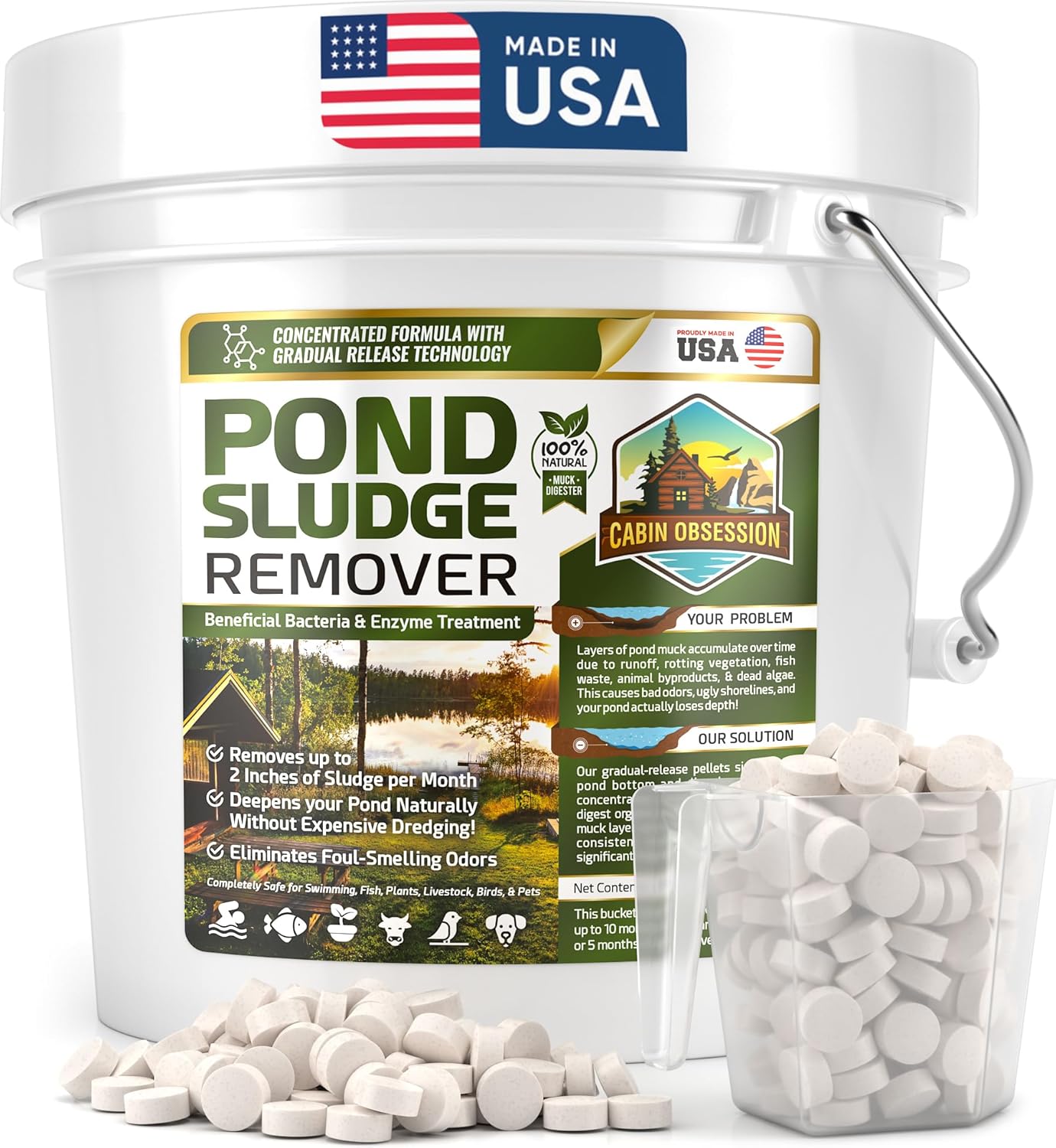 Pond Sludge Remover – 5 Pounds Beneficial Pond Bacteria & Enzyme Treatment - 100% Natural Muck Digester – Safe for All Aquatic Life and