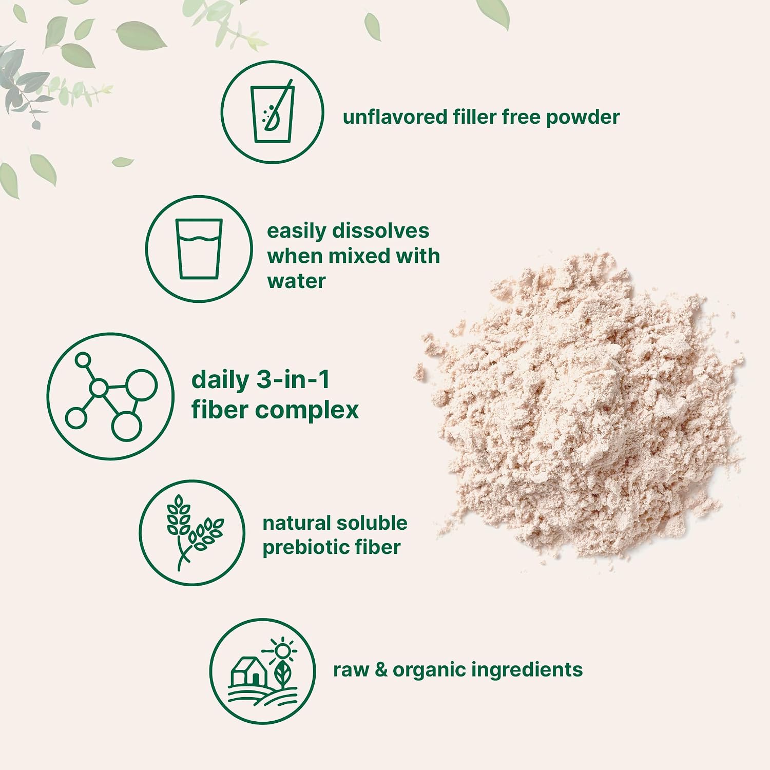 Micro Ingredients Organic Triple Fiber Powder, 2lb | Natural Prebiotic to Support Digestive & Gut Health | Soluble, Easily Digestible | Unflavored