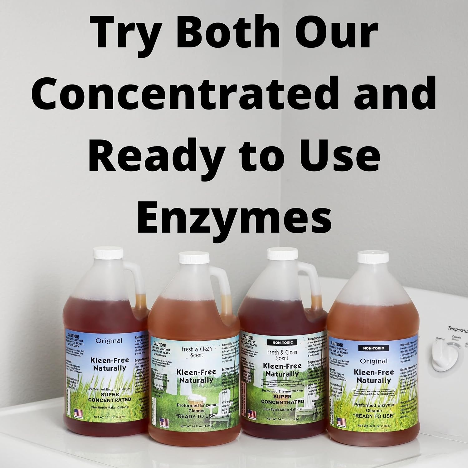 Naturally Preformed Enzyme Cleaner, Enzyme Solution, Multi-Purpose Cleaner, Laundry Additive and More - Concentrate - Original Scent - 128oz (1 Gallon)