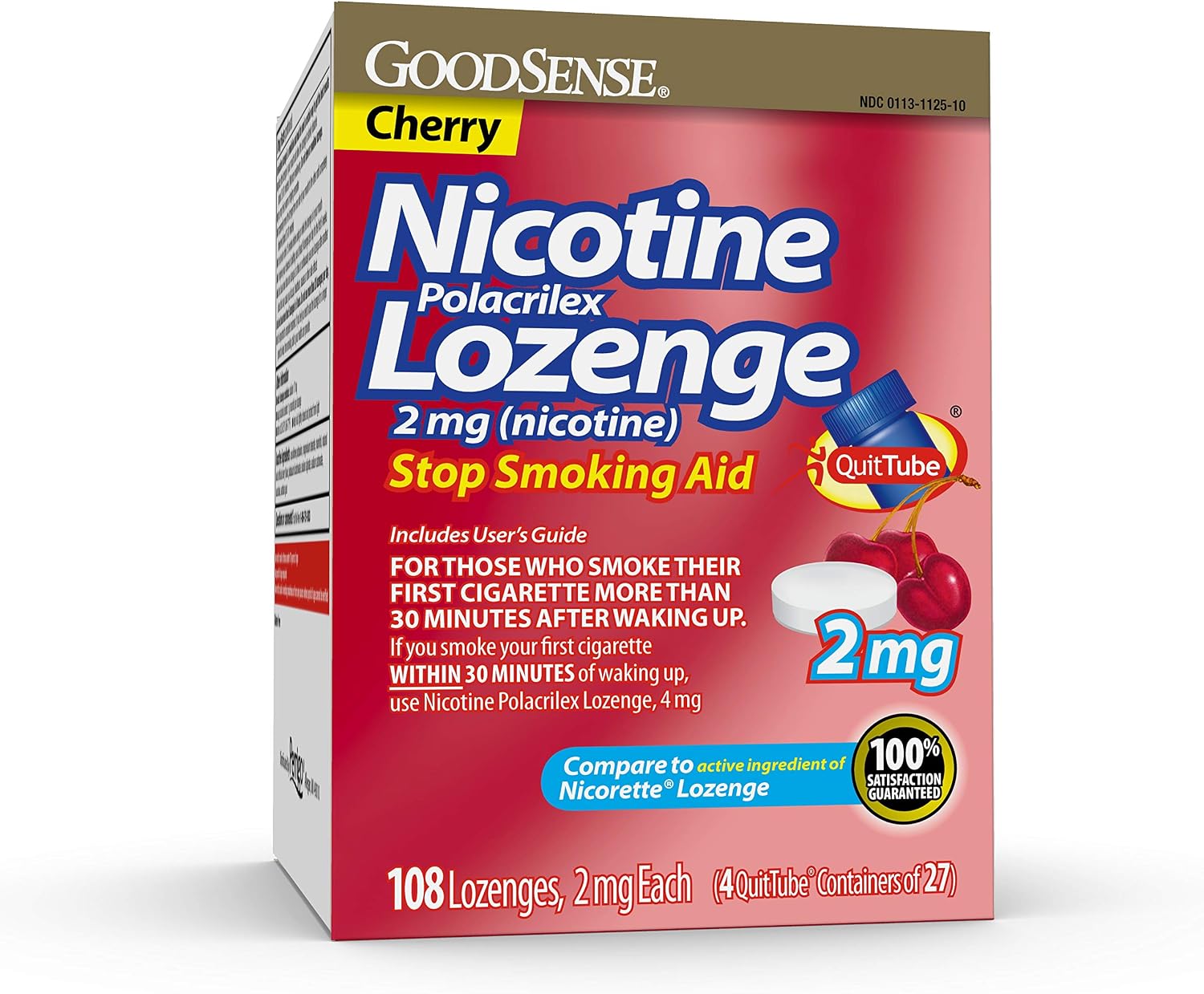 GoodSense Nicotine Polacrilex Lozenges 2 mg, Cherry Flavor, 108 Count