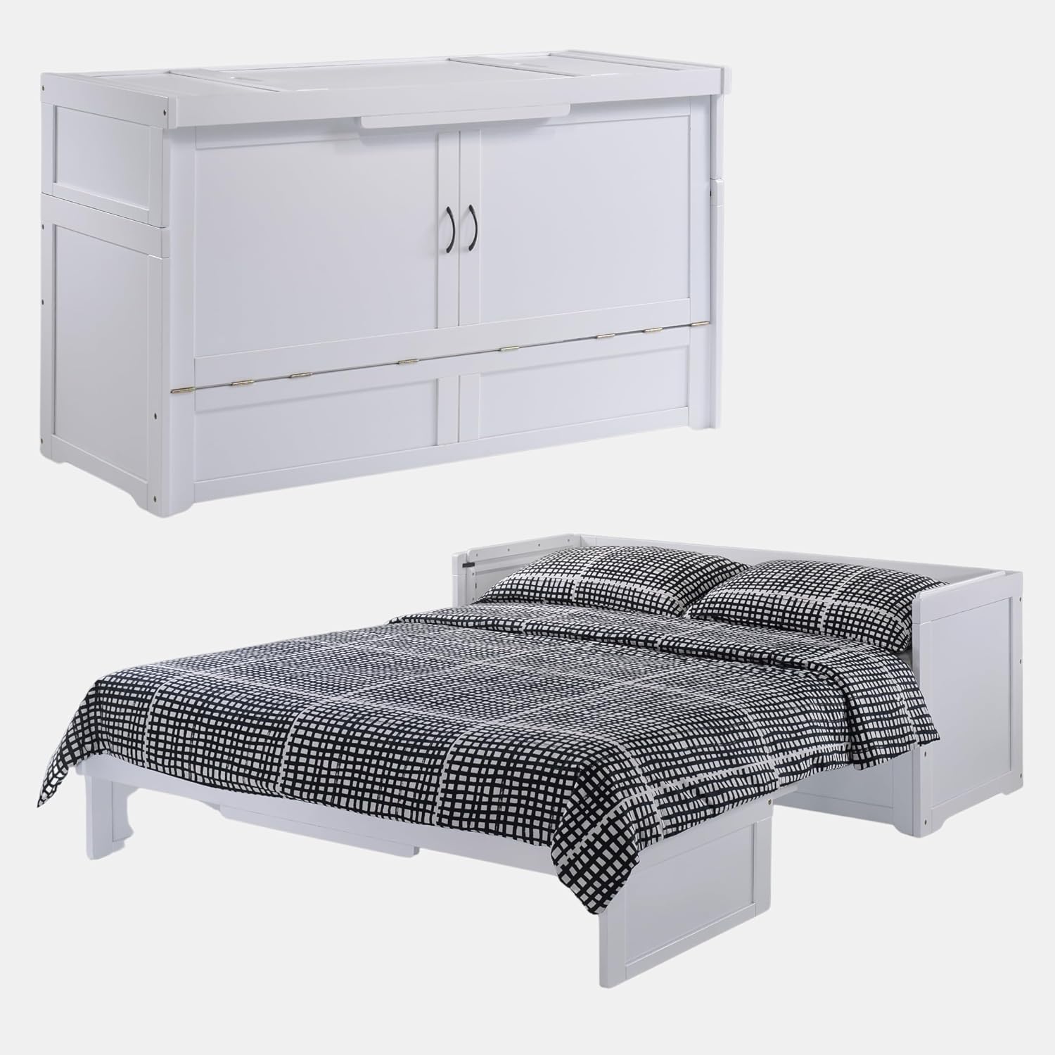 NIGHT & DAY Furniture Murphy Cube Cabinet Bed Pre-Assembled (Cherry, Queen) | Pre-Assembled