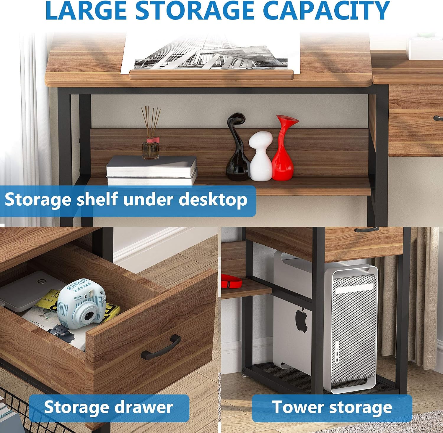 Tribesigns Drafting Table with Storage Drawers