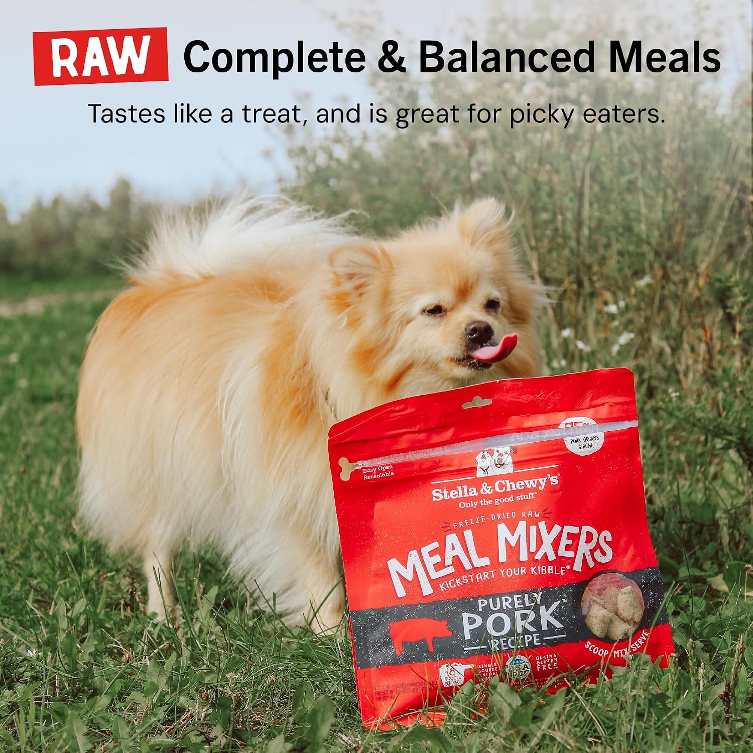 Stella & Chewy's Freeze-Dried Raw Chicken Meal Mixers- Dog Food Topper and Mixer - Made with 95% Cage-Free Chicken, Organs & Bone - Perfect for Picky Eaters - Grain-Free - 3.5oz