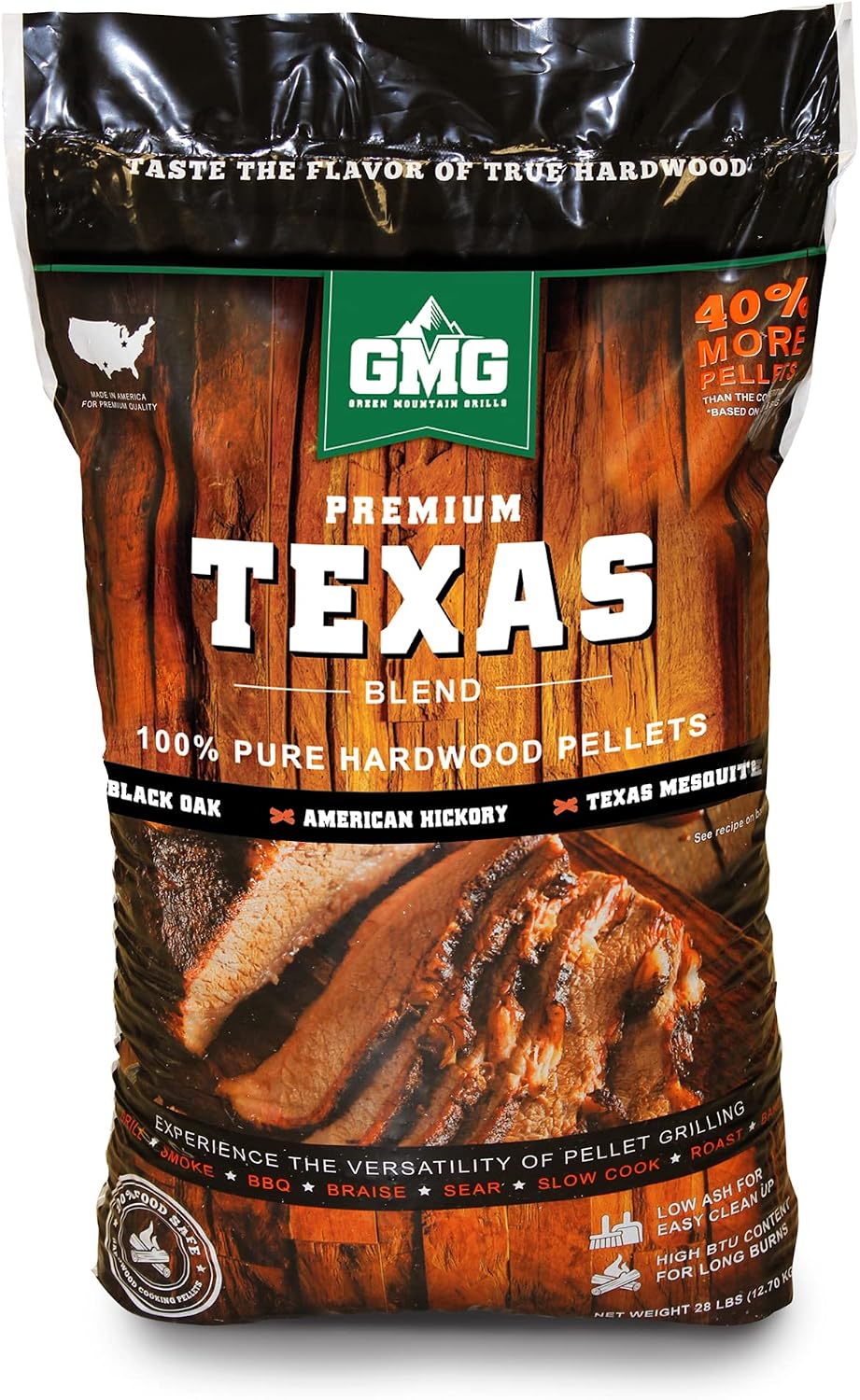 Green Mountain Grills Premium Texas Pure Hardwood Outdoor BBQ Grilling Pellets