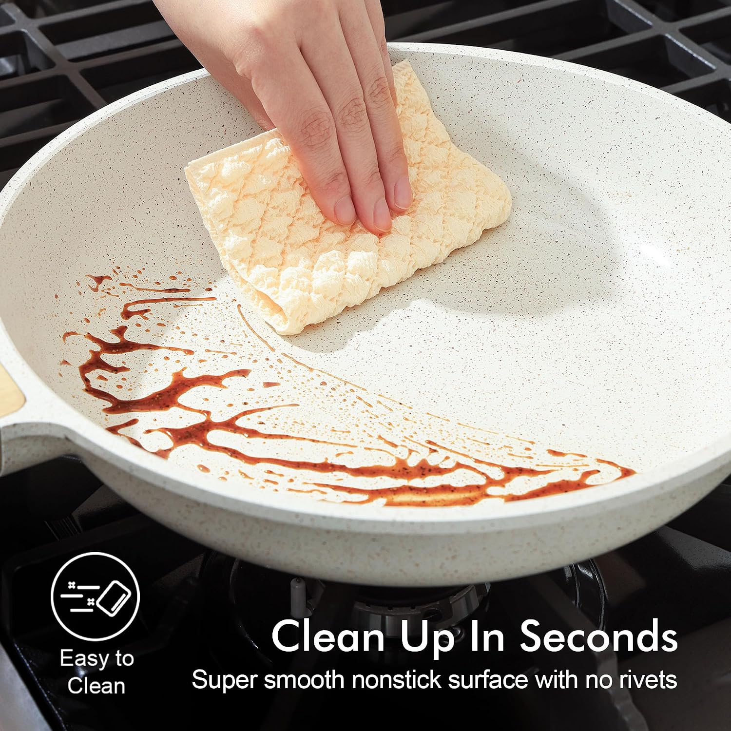 SENSARTE Nonstick Frying Pan Skillet, Swiss Granite Coating Omelette Pan, Healthy Stone Cookware Chef's Pan