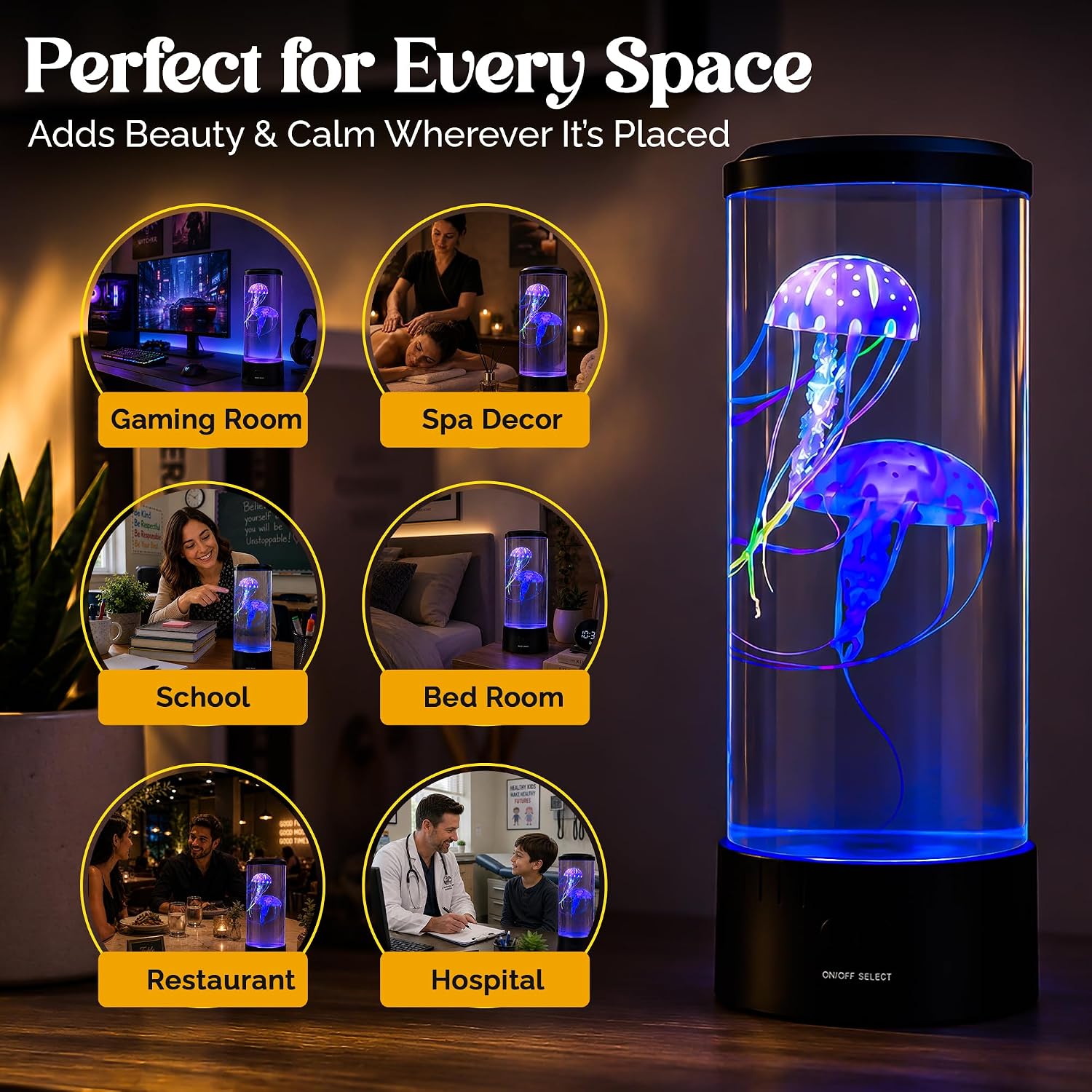 Brewish Jellyfish Lamp, 16 Color Options, 4 Mode Lifelike Jellyfish Aquarium, Electric Jellyfish LED Night Light, Fake Aquarium, Home Decor