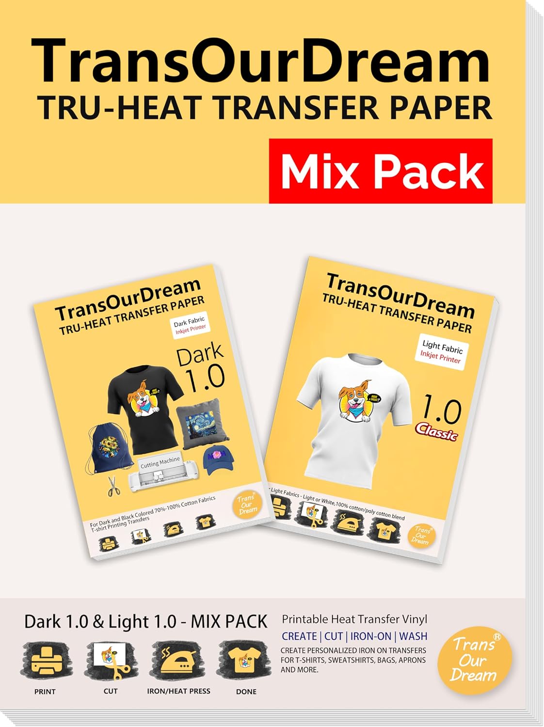TransOurDream Heat Transfer Paper for T Shirts (20 Sheets