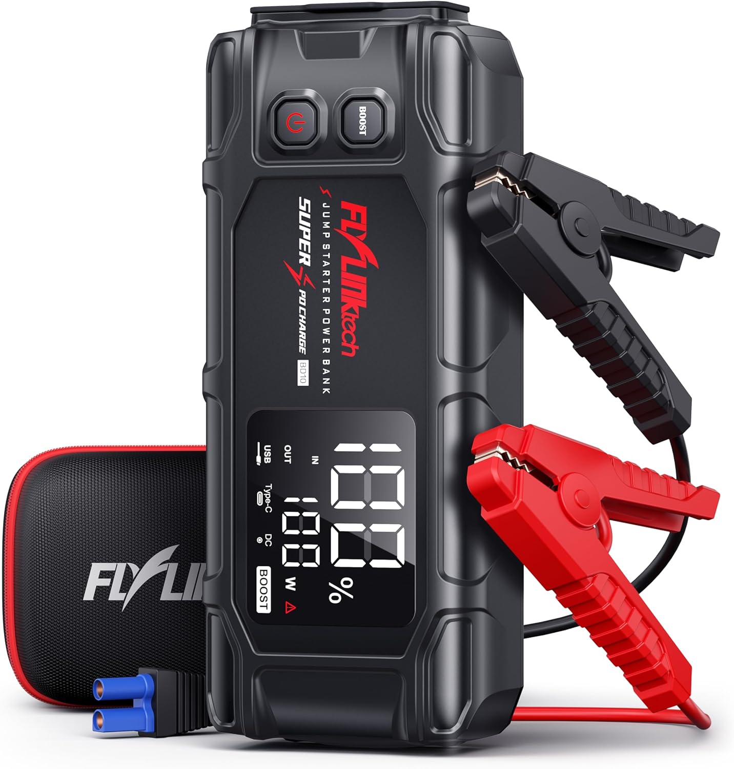 FLYLINKTECH Car Battery Jump Starter, 8000A Peak 26800mAh Jump Start Battery Pack(for All Gas or up to 12L Diesel)