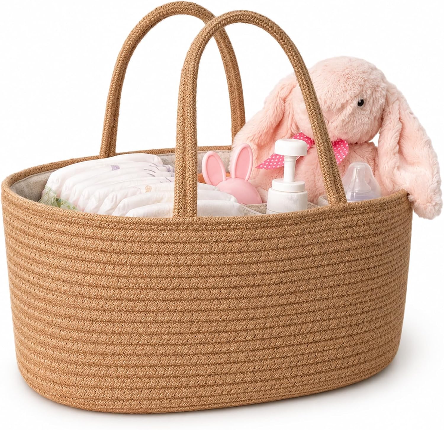ABenkle Diaper Caddy Organizer - Cotton Rope Nursery Storage Basket for Baby Essentials, Boys & Girls Shower Gift, Changing Table Organizer