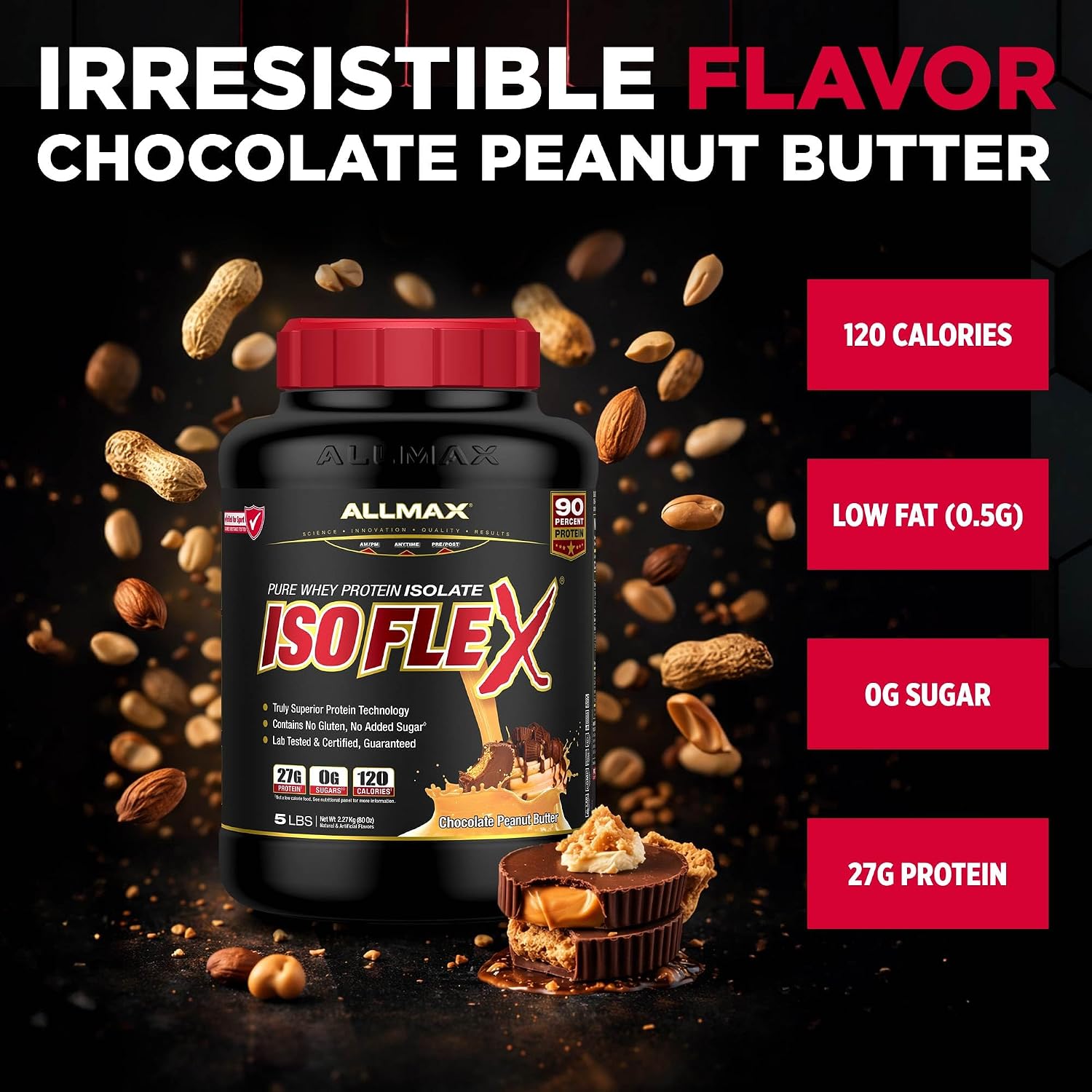 ALLMAX ISOFLEX Whey Protein Isolate, Chocolate Peanut Butter, 5 lb