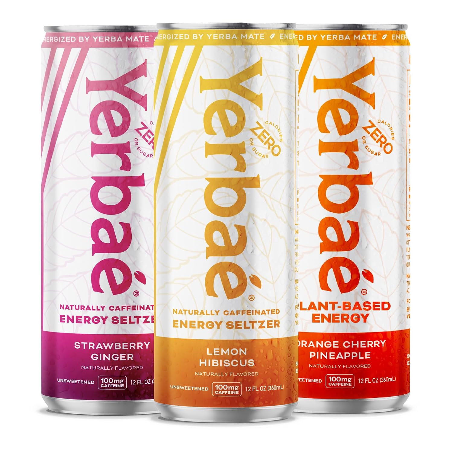 Yerbaé Energy Seltzer - Variety Performance Pack. No Sugar/Calories/Carbs. Energized by Yerba Mate Naturally Caffeinated Plant-Based, Healthy Alternative to Coffee/Sugary Sodas, Pack of 12, 12oz cans