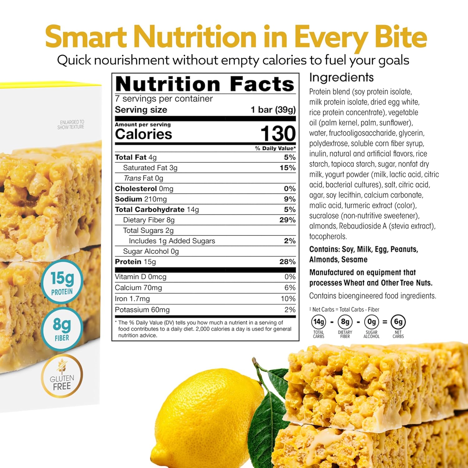 Wonderslim High Fiber Protein Bars, Low Calorie Snack – Fluffy Nutter, 7ct | 15g Protein, 7g Fiber – Gluten-Free, Low Sugar, Protein Snack Bars for Hunger & Craving Control, Weight Management Support