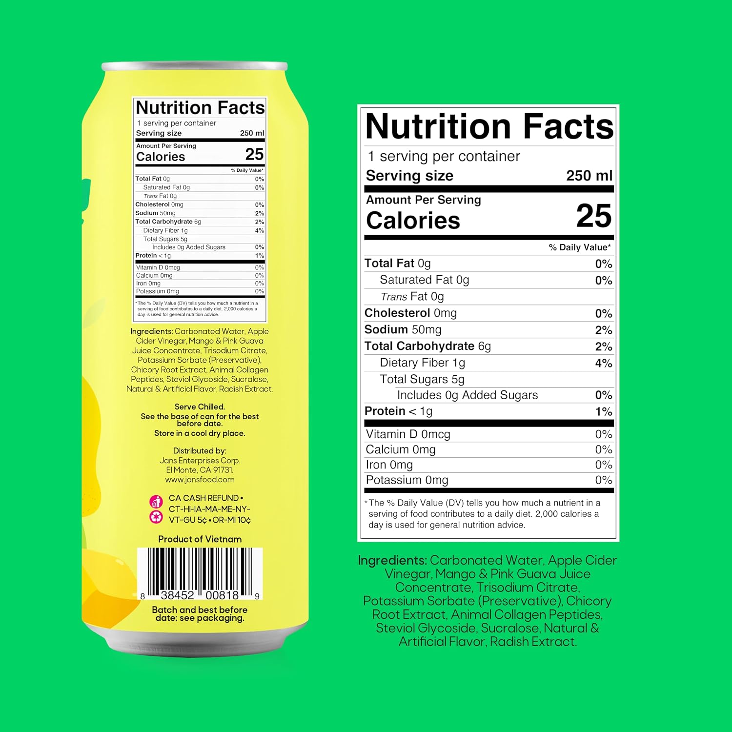 Jans 100% Coconut Water With Pulp, Unsweetened, 16.57 Fl Oz, Pack of 12