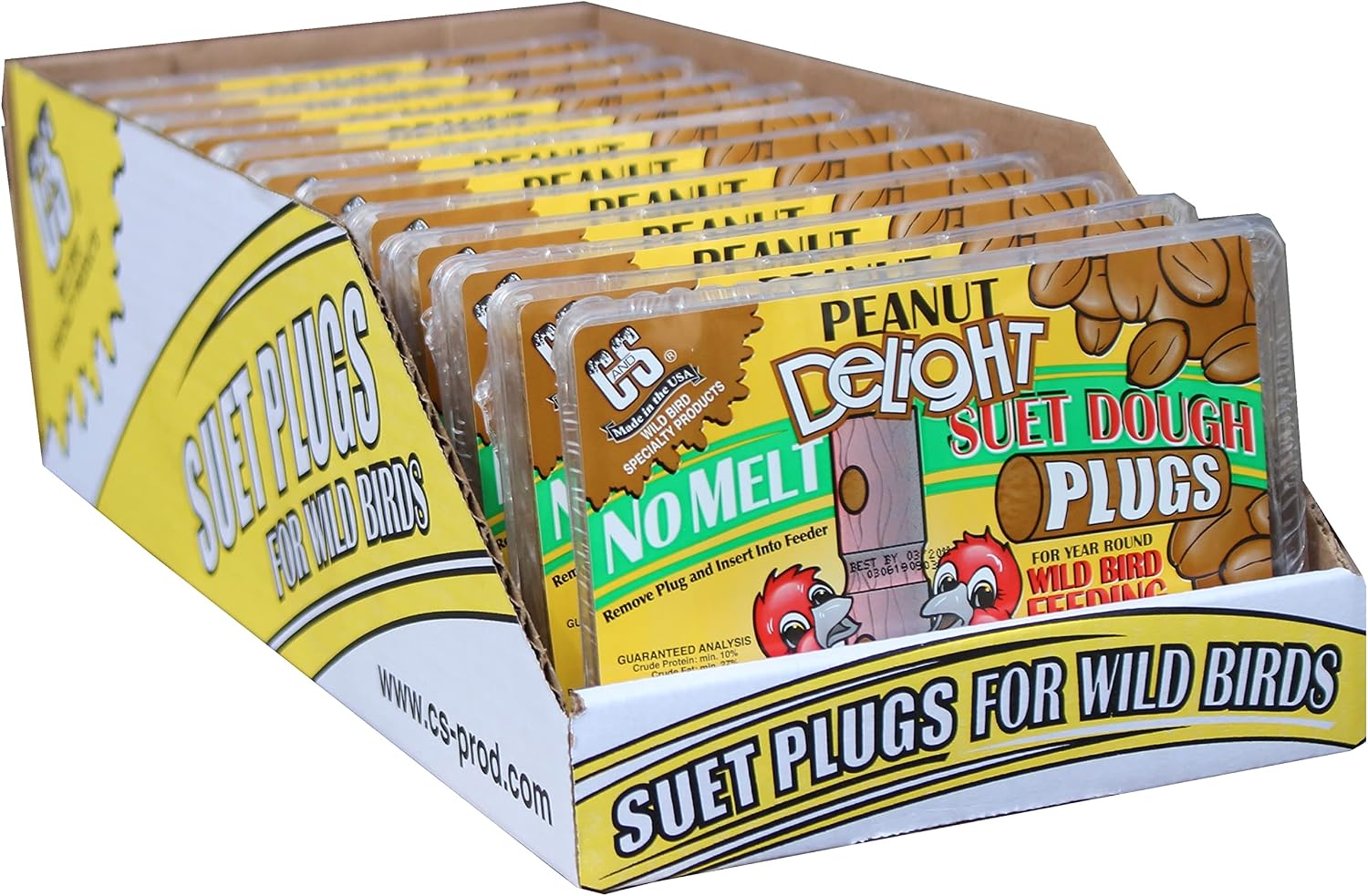 C&S Peanut Delight No Melt Suet Dough Plugs, Suet Plugs for Wild Birds, 12 Oz, 4 Count