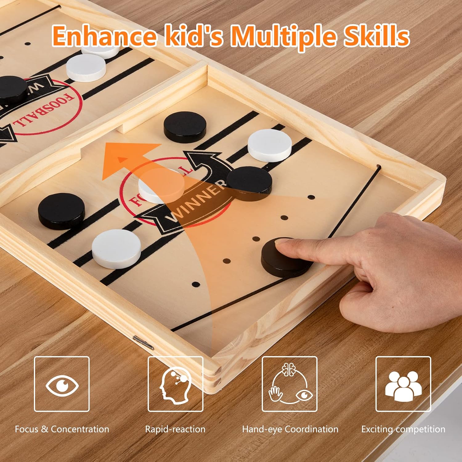 22'' Large Fast Sling Puck Game, Hockey Table Game for Family Night