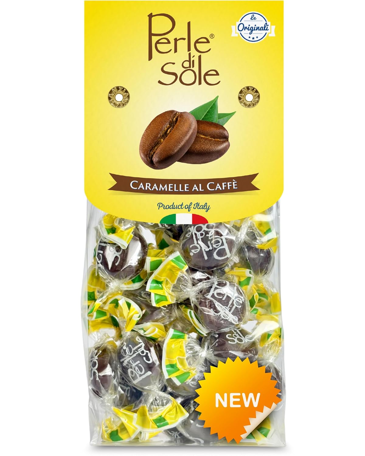 Perle di Sole Italian Lemon Drops Hard Candy Individually Wrapped (7.05 oz) Made with Essential Oils of Amalfi Coast P.G.I. Lemon - Italian Imported Gifts From Italy
