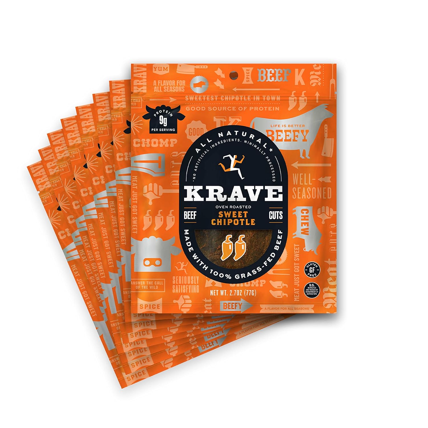KRAVE All Natural Pork Jerky, Black Cherry BBQ - Protein Packed Snacks Roasted for Maximum Flavor - Premium Tender Meat Cuts - Gluten Free - 2.7 Ounce