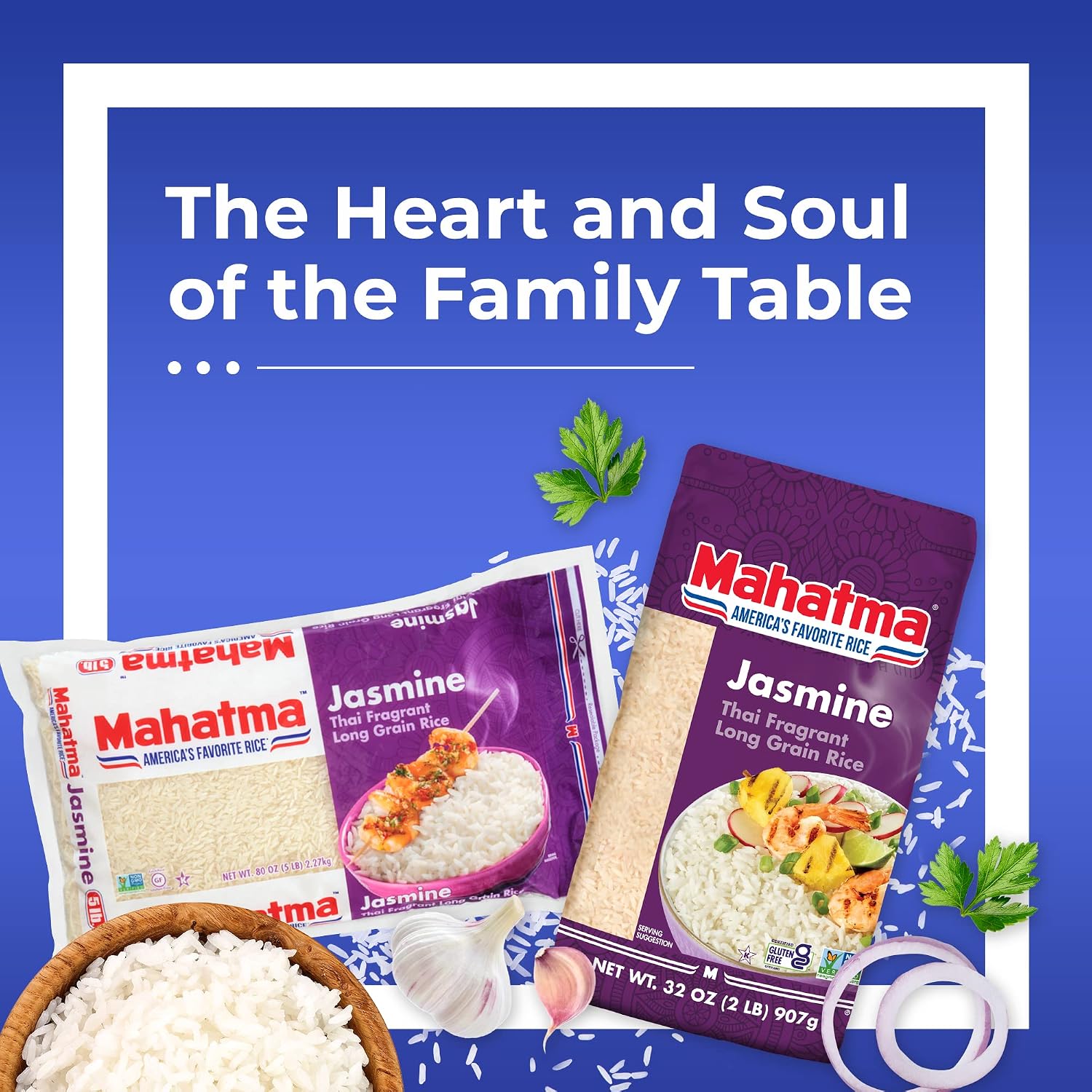 Mahatma Jasmine Rice, Fragrant Thai Rice, 5-Pound Bag | Aromatic rice for stovetop or microwave, quick and easy to cook, gluten-free, vegan, kosher, non-GMO, bulk bag