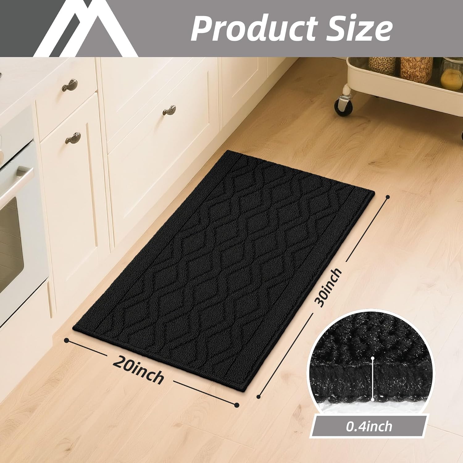 COSY HOMEER 48x20Inch/30X20Inch Kitchen Rug Mats,Grey