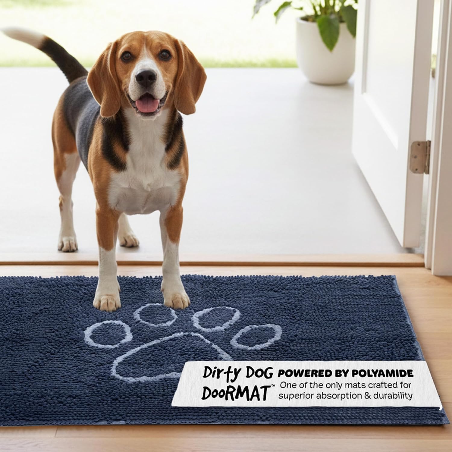 Dog Gone Smart Dirty Dog Doormat - Fast Drying Rug with Super Gripper Backing for Clean Floors - Super Absorbent and Machine Washable Mat for Muddy Paws - Grey