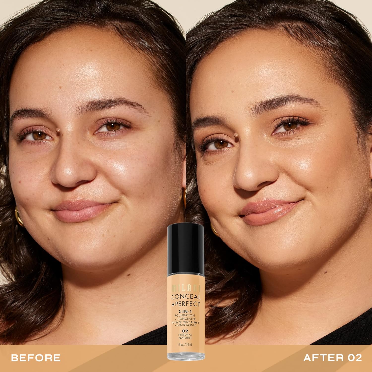 Milani Conceal + Perfect 2-in-1 Foundation + Concealer Makeup -13-Chestnut | Medium-To-Full Coverage, Natural-Matte Finish. Under Eye Corrector, Cover Redness & Imperfections. Waterproof & Sweat-Proof.