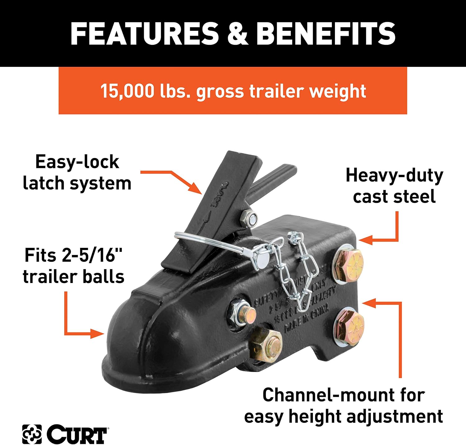 Curt 25328 Adjustable Sleeve-Lock Coupler