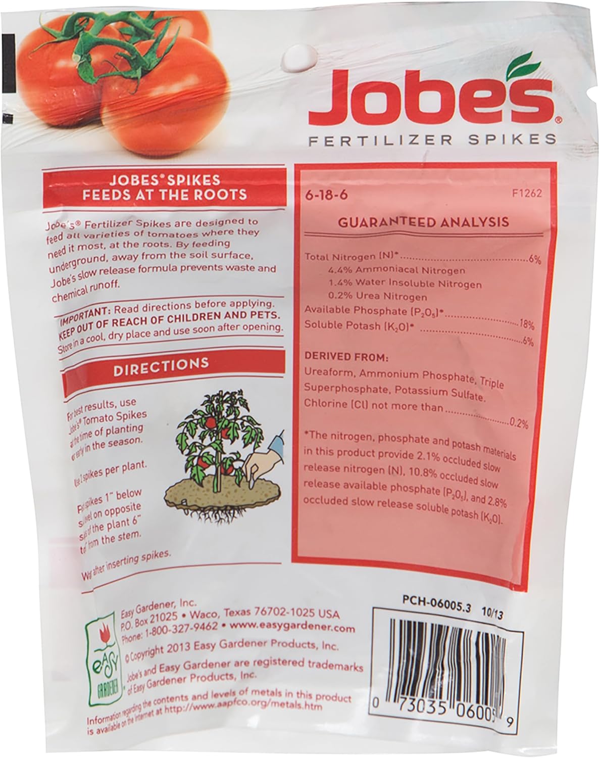 Jobe’s Garden Fertilizer Spikes, Organic Fertilizer for Azaleas, Camellias, Rhododendrons, and Other Acid Loving Plants, 10 Count
