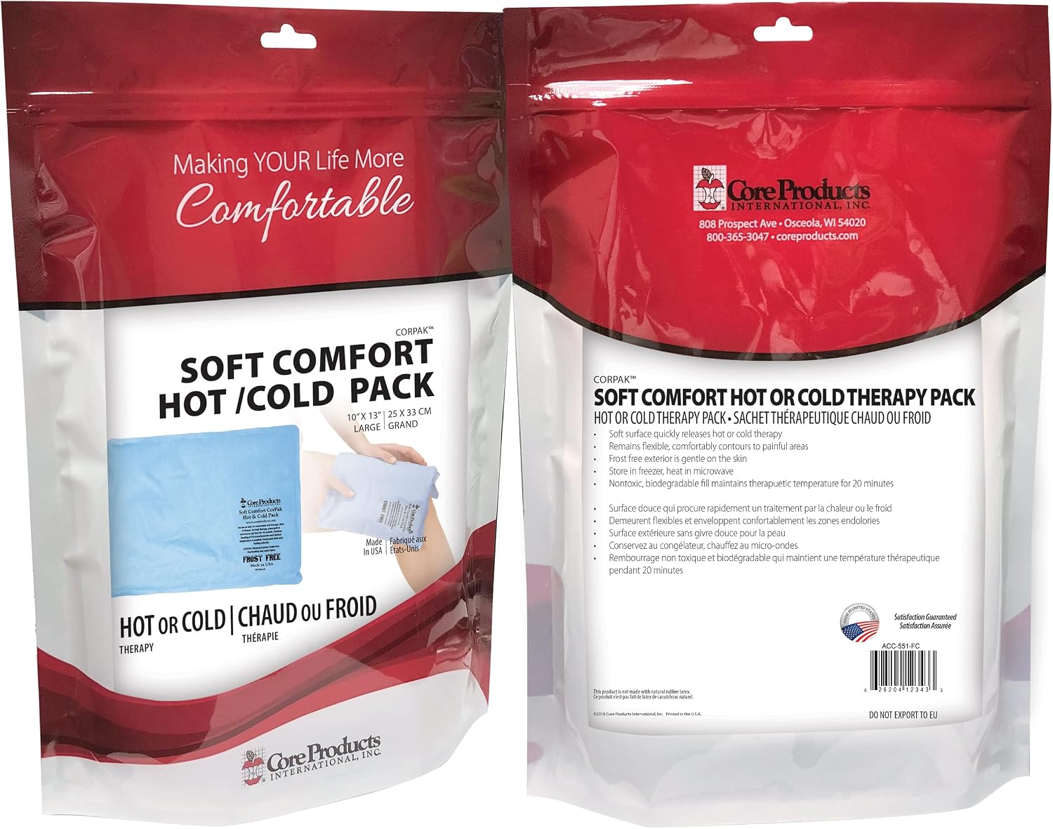 Reusable Hot & Cold Therapy Pack for Knee Back & Shoulder Pain-Trisectional | Flexible reusable therapy pack delivers soothing hot or cold therapy to help relieve pain, swelling, and muscle soreness.