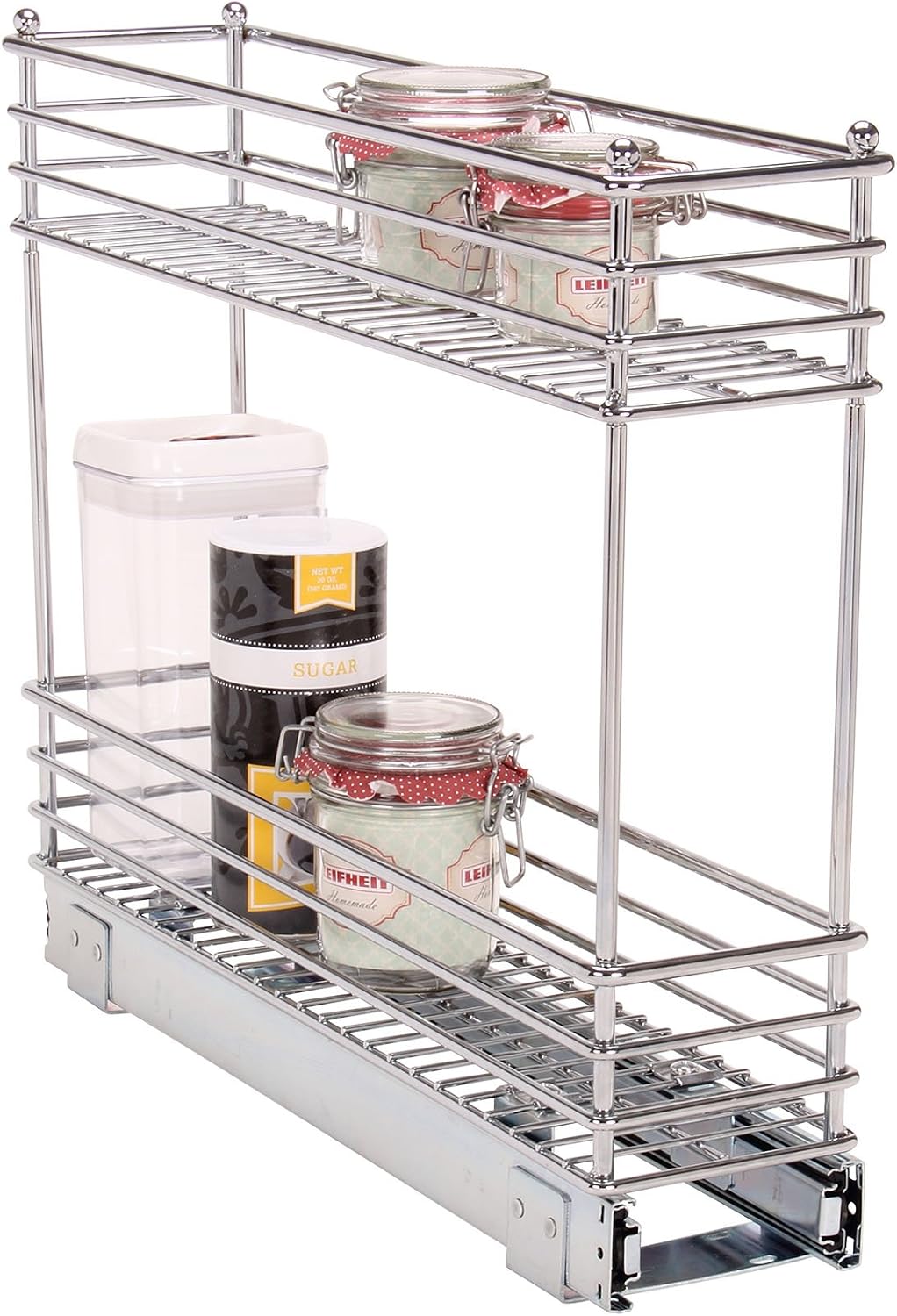 Household Essentials Glidez 2‑Tier Multipurpose Chrome‑Plated Steel Pull‑Out/Slide‑Out Under Cabinet Organizer, Chrome Finish