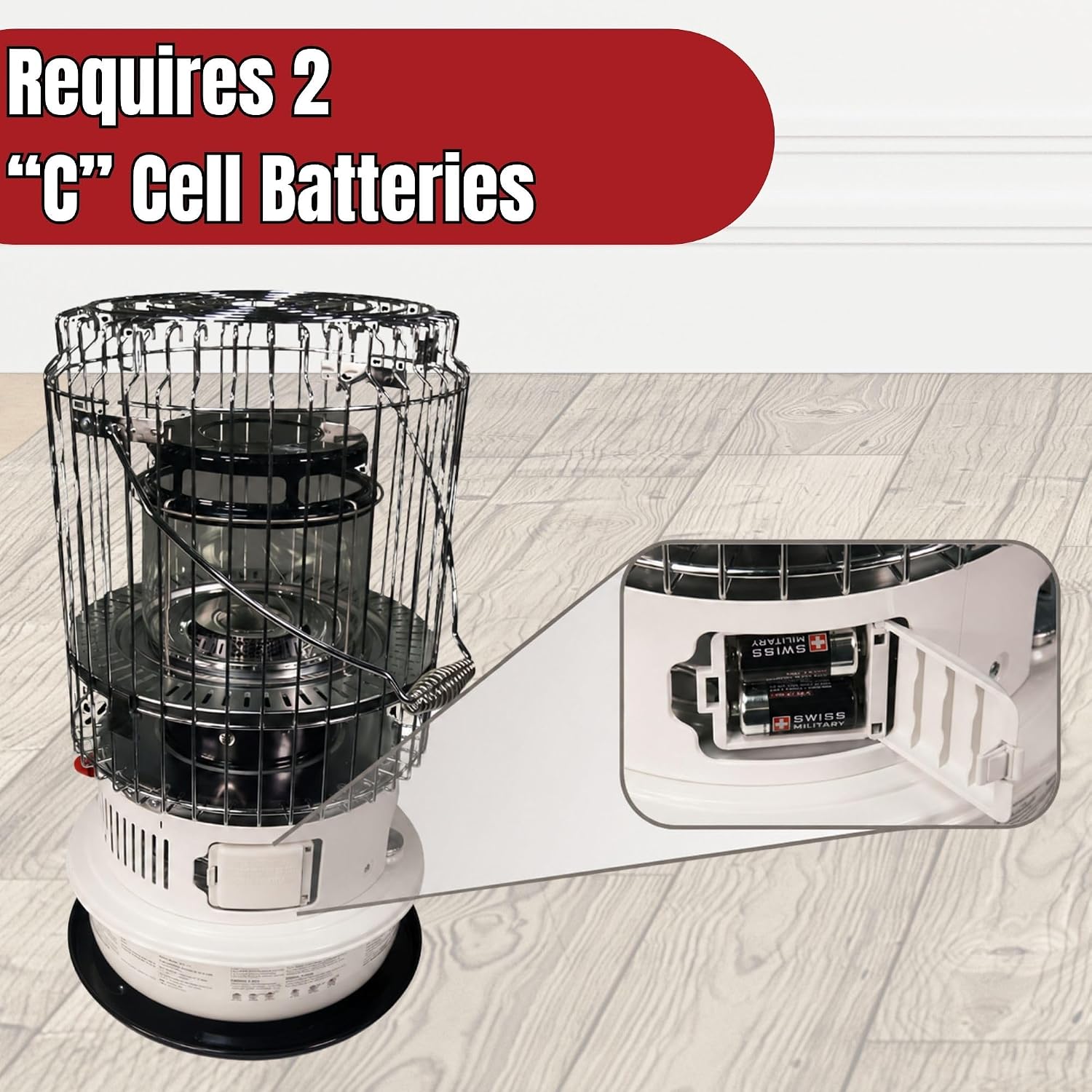 Kero World Kerosene Convection Wick Heater with Radiant and Convective Heat, Lightweight Portable Compact Design, and Sure Seat Chimney System, White.