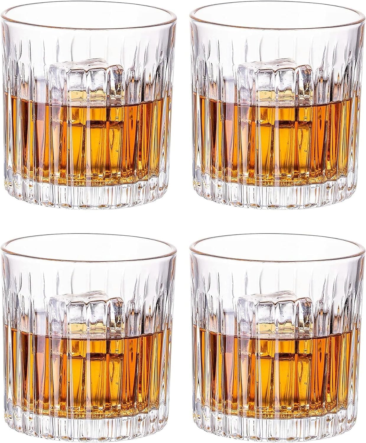 GLASKEY 12 oz Storm Japanese Whiskey Glasses Set of 4, Unique Cognac Glasses, Heavy Thick Bottom Bar Glass for Scotch Bourbon Rum Gin Water Cocktail,Gifts Men Gifts Ideas