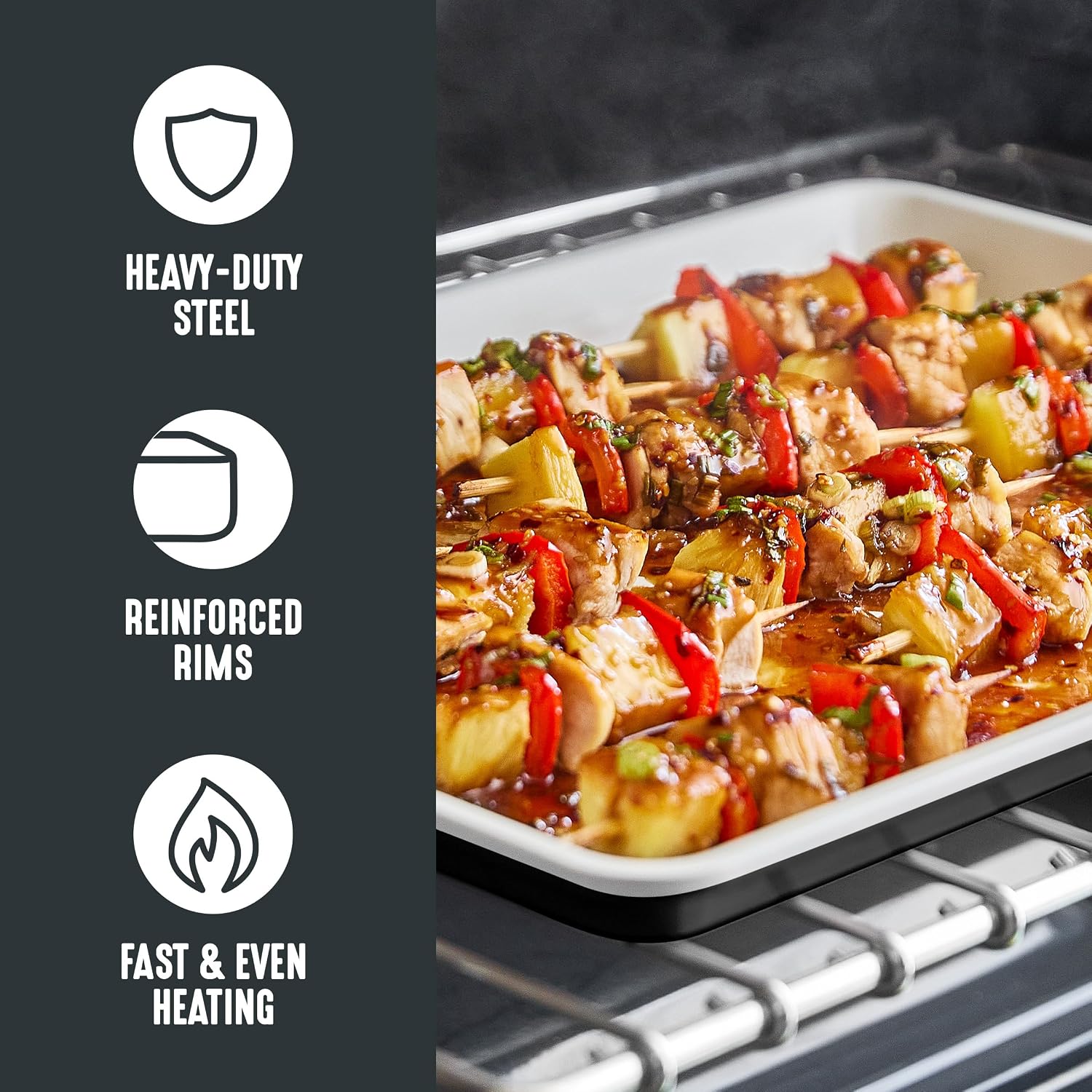 GreenLife 13" x 9" Quarter Sheet Baking Pans, 2 Piece Bakeware Set, PFAS-Free Ceramic Nonstick Rectangular Cookie Trays, Oven Safe to 450°F