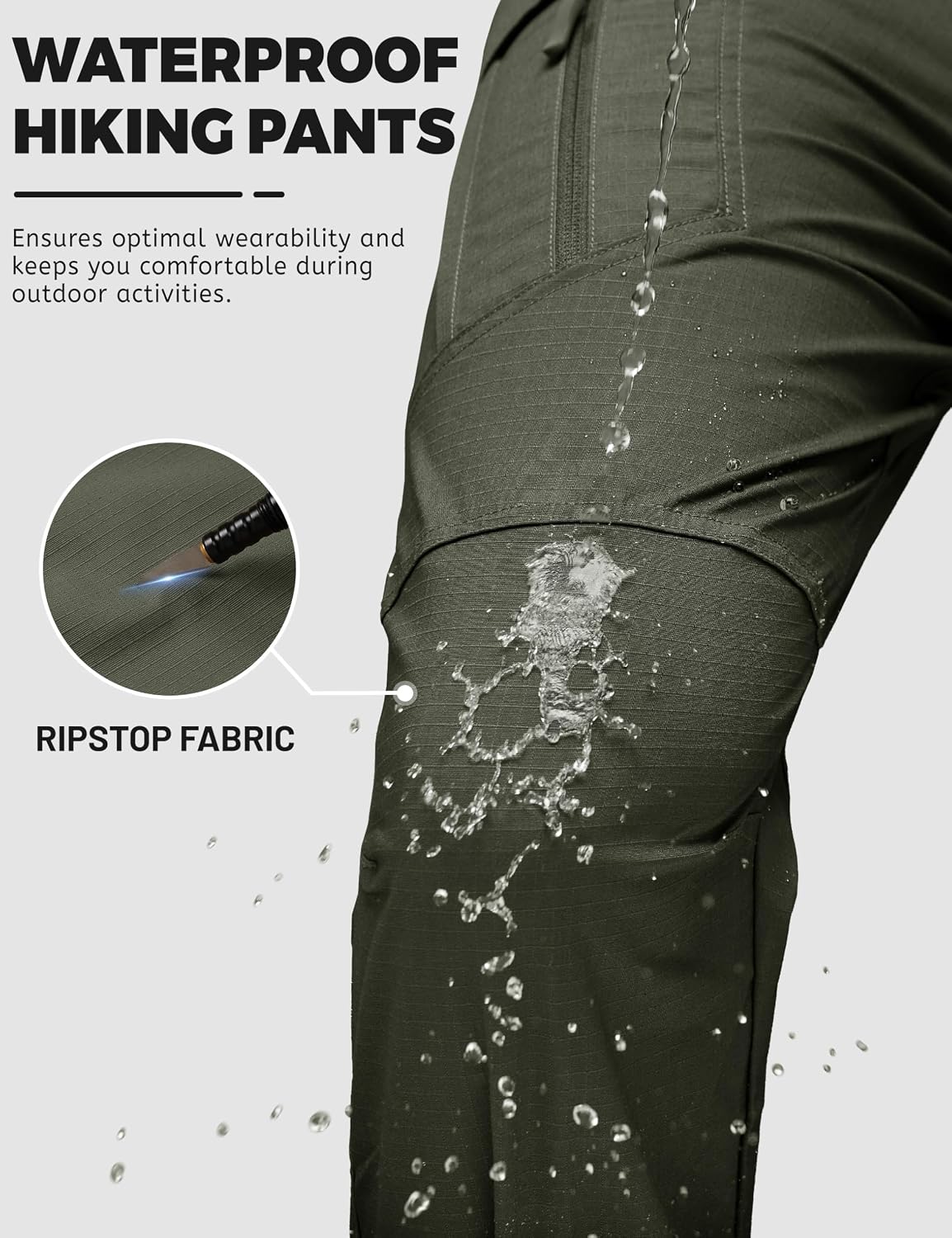 TACVASEN Men's Tactical Pants Waterproof Hiking Work Pants for Men Construction Stretch Cargo Trousers 9 Pockets