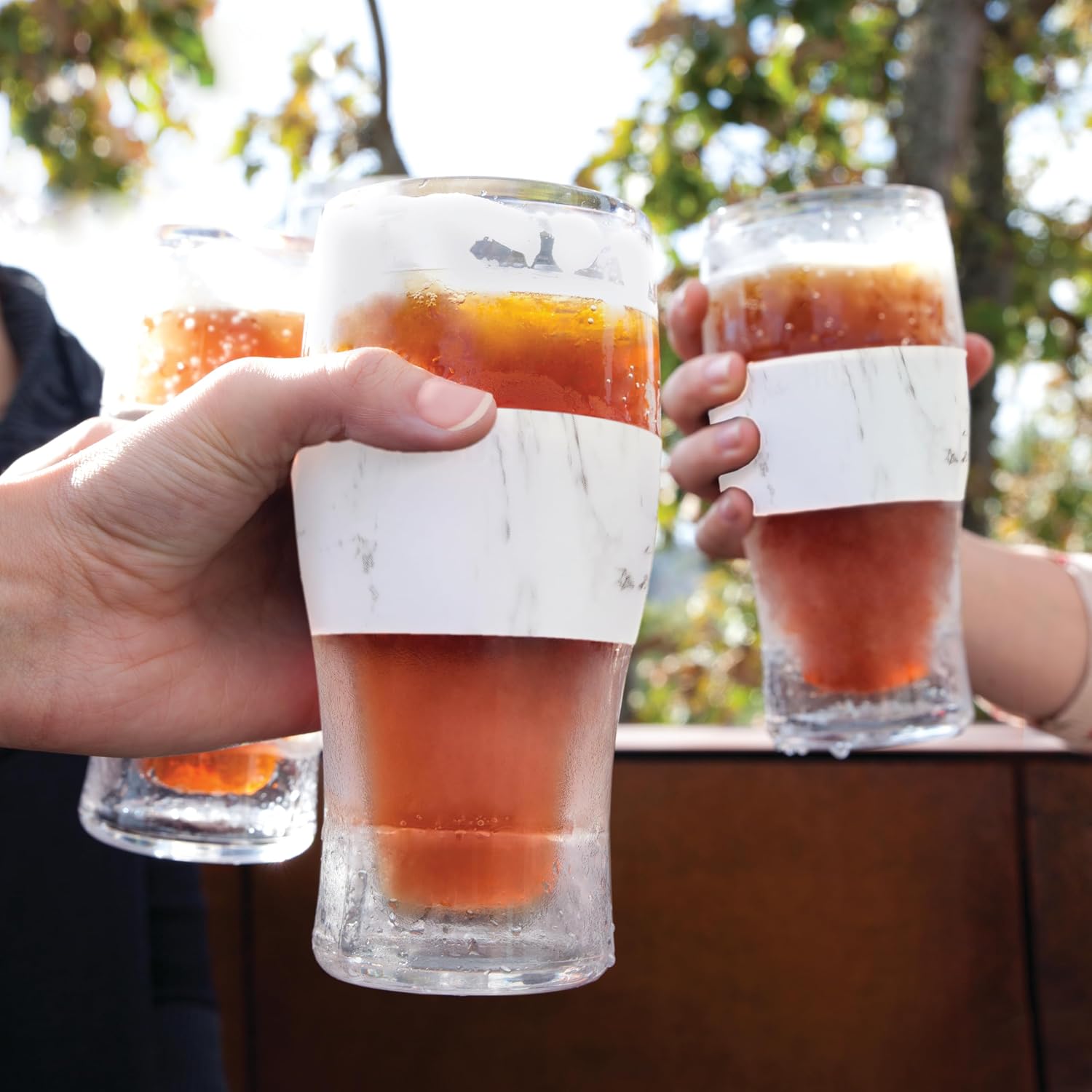 Host FREEZE Beer Glasses, Frozen Beer Mugs, Freezable Pint Glass Set, Insulated Pint Glass to Keep Your Drinks Cold, Double Walled Insulated Glasses