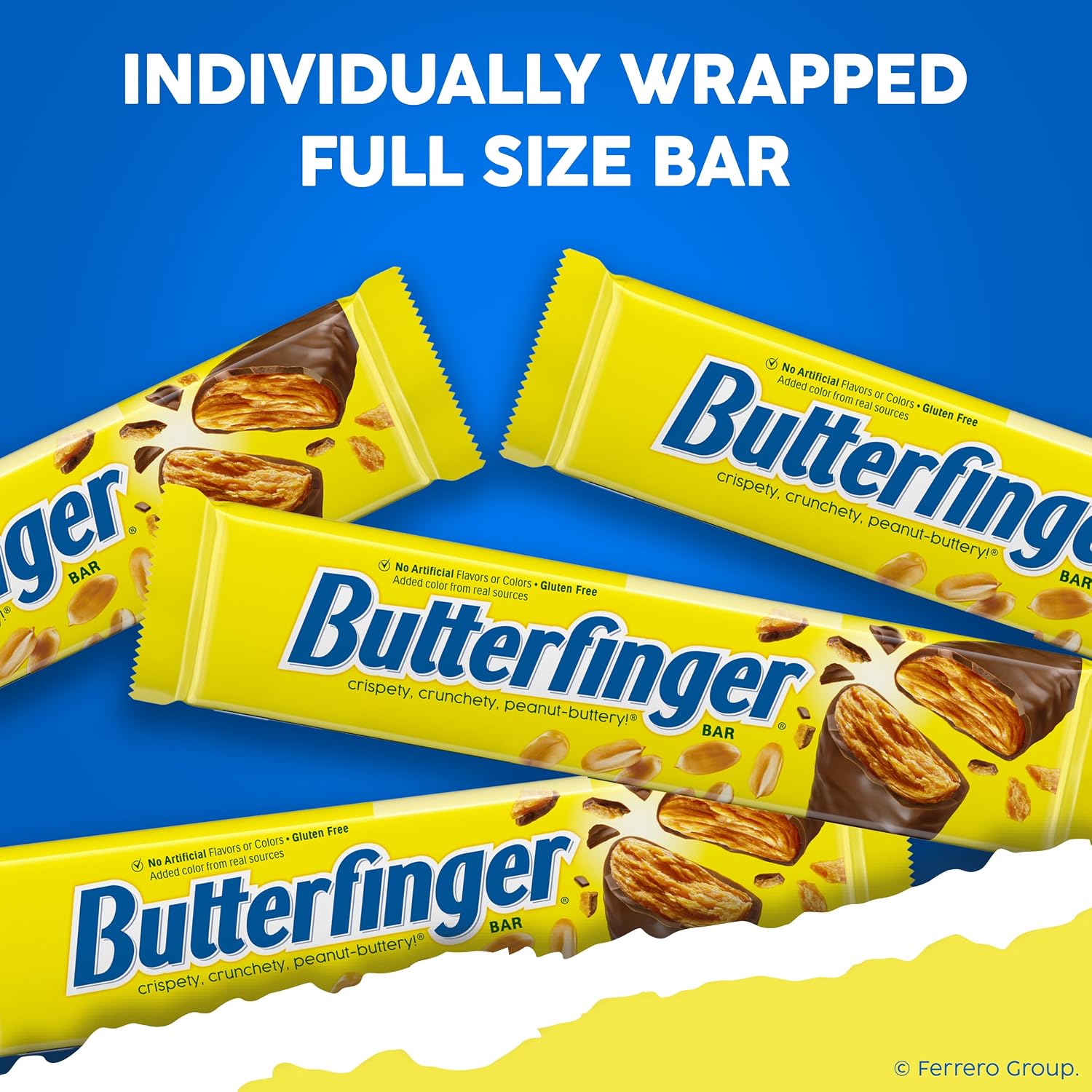 Butterfinger Full Size Candy Bar, 18 Count, Crispety Crunchety Peanut-Buttery On-The-Go Sweet Treat, 1.9 oz Each