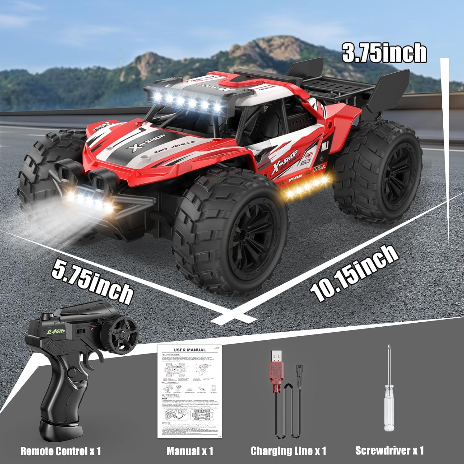Remote Control Car, 4WD High Speed 30+KPH RC Cars for Boys Age 8-12, 2.4GHz RC Monster Truck Toys