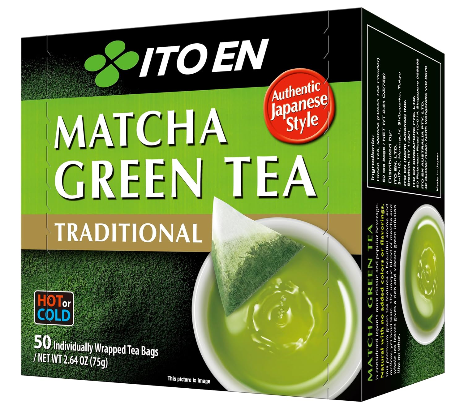 Ito En Traditional Matcha Green Tea 50 Count Zero Calories, Caffeinated