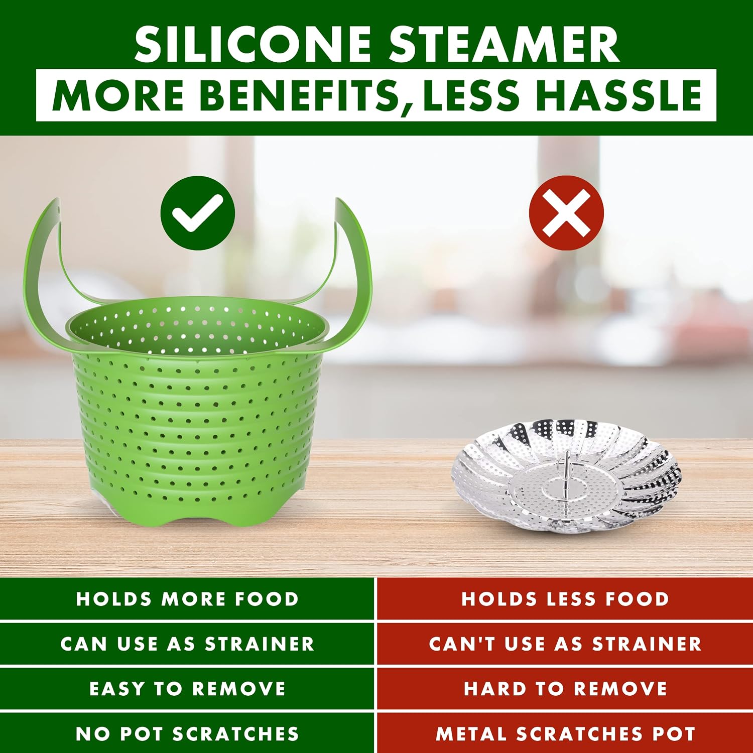 Avokado Silicone Steamer Basket for 3qt Instant Pot [6qt, 8qt avail], Other Pressure Cookers - 100% Food Safe, BPA-Free