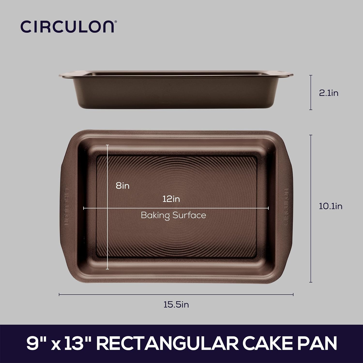 Circulon Nonstick Bakeware Rectangle Baking Pan / Cake Pan, 9 Inch x 13 Inch, Gray