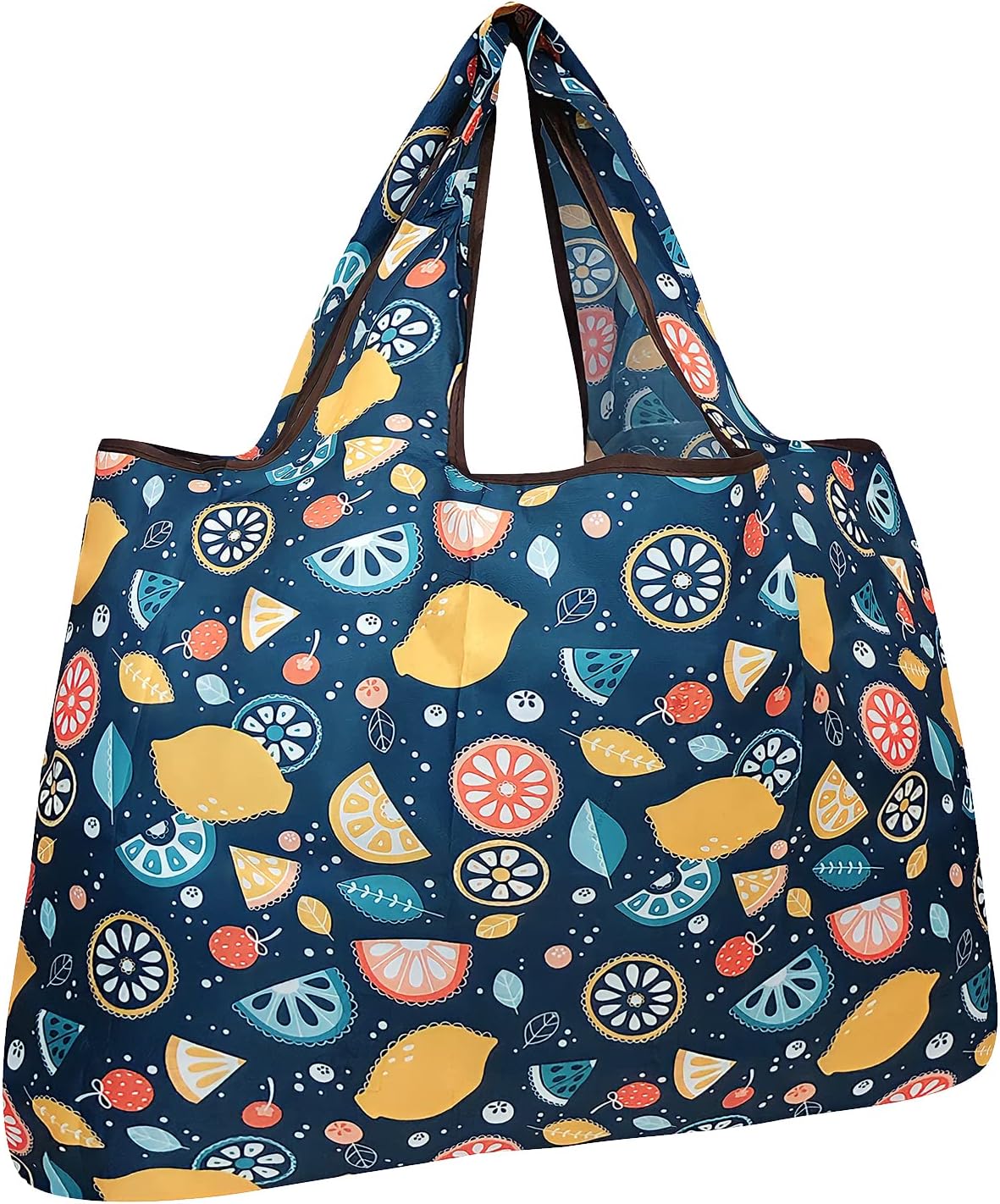 allydrew Large Foldable Tote Nylon Reusable Grocery Bags, Gray Ferns