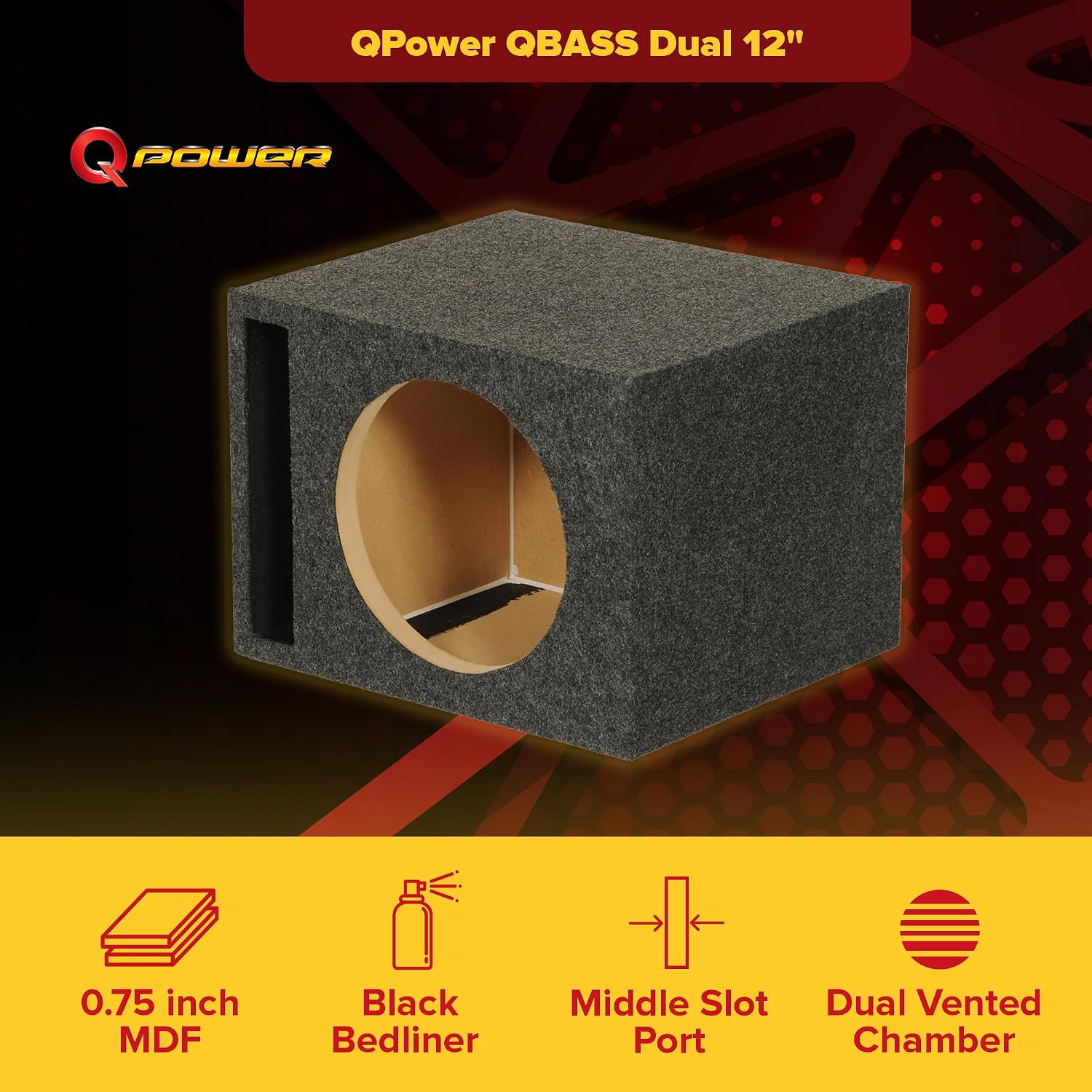 QPower QTW12 Single 12" Sealed Car Audio Subwoofer Sub Box Enclosures, Pair