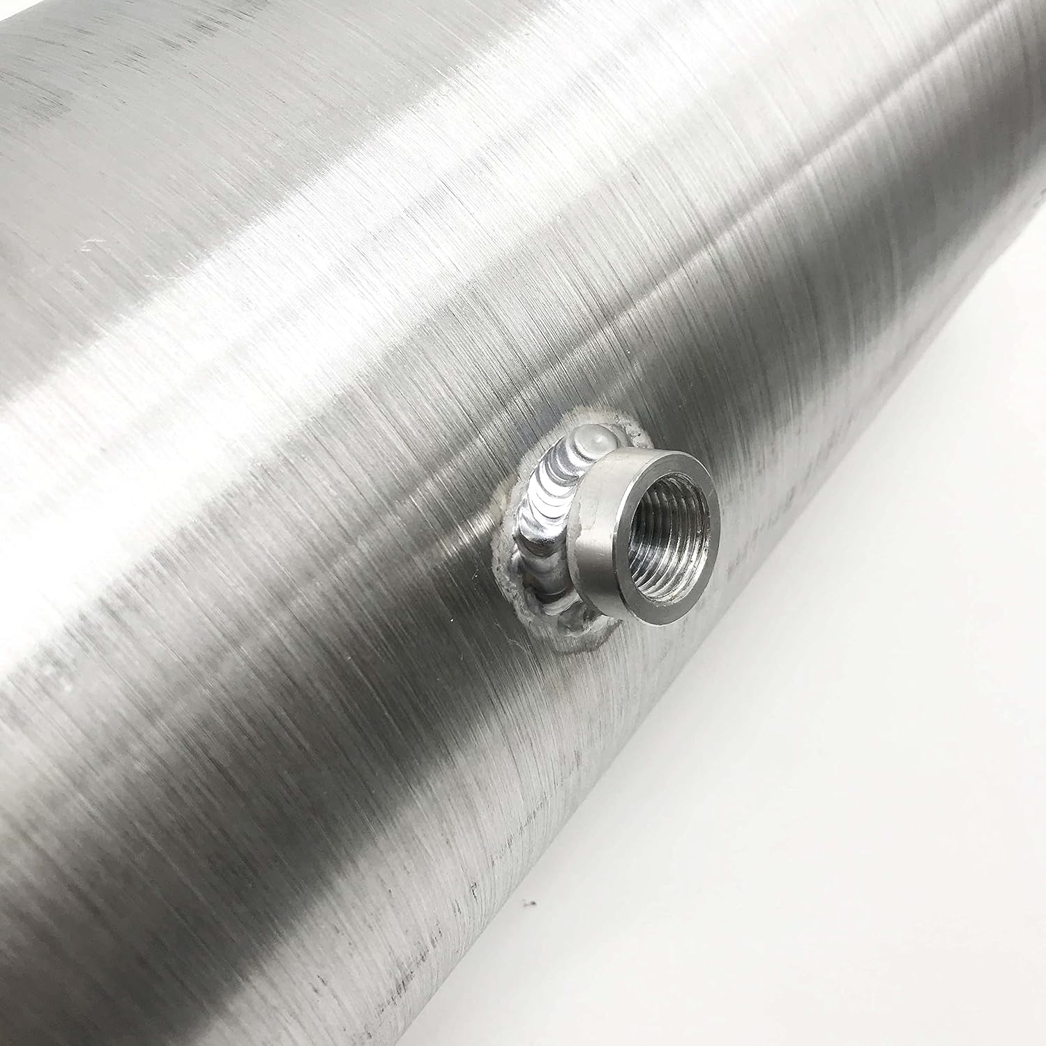 JSD 5 Gallons 8”x24“ Aluminum Spun Round Fuel Gas Tank Cell Fuel Tank with Bracket End Fill 1/4" NPT Outlet