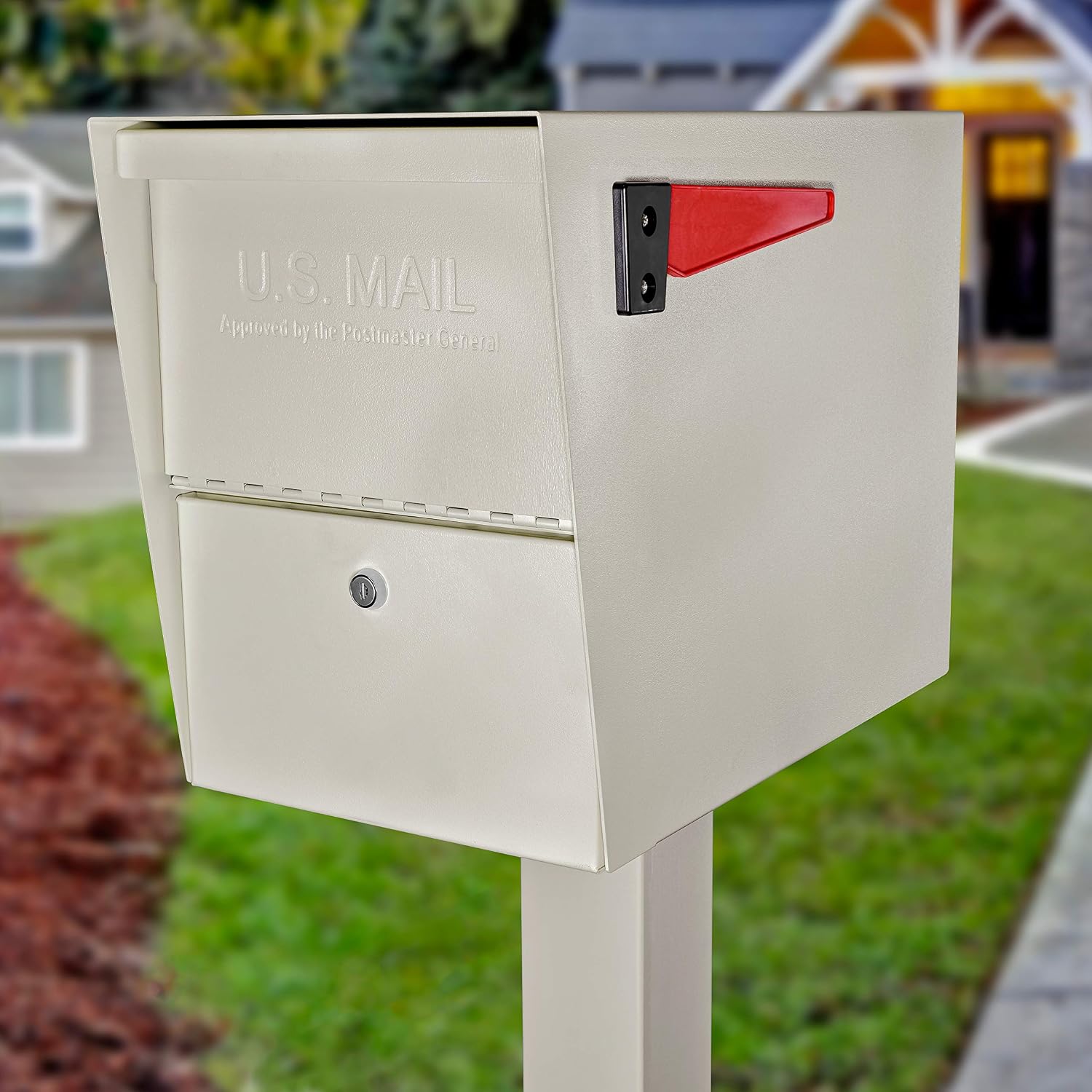 Mail Boss Package Master Locking Post Mount Package Mailbox, USPS Approved | Patented anti-pry lock, oversized package door