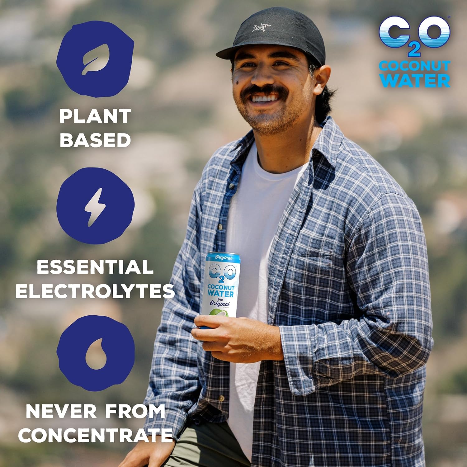 C2O - Coconut Water with Pineapple (12 Pack) - Made with Fresh Coconut Water - Plant Based - Non GMO - Canned Water - Natural Hydration, Essential Electrolytes, & Potassium - 12 Cans, 17.5 FL OZ